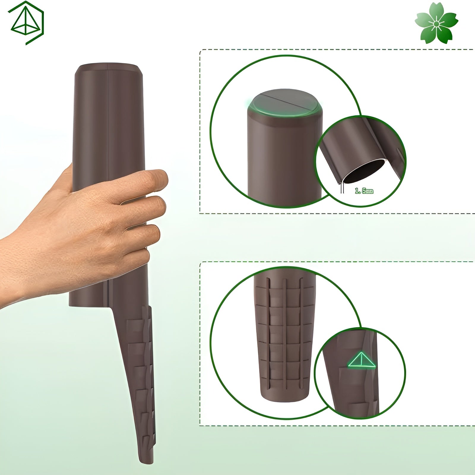 Beeteinfassung aus Kunststoff in Holzoptik – Flexibler Gartenzaun mit Erdspießen | Dekorative Rasenkante für Blumenbeete und Wege