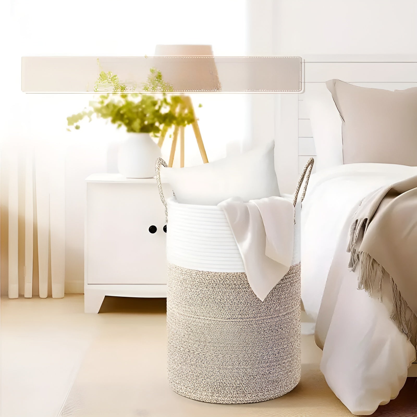 ClutterCatcher Korb - Faltbare Große Aufbewahrung Geflochten Wäschekorb