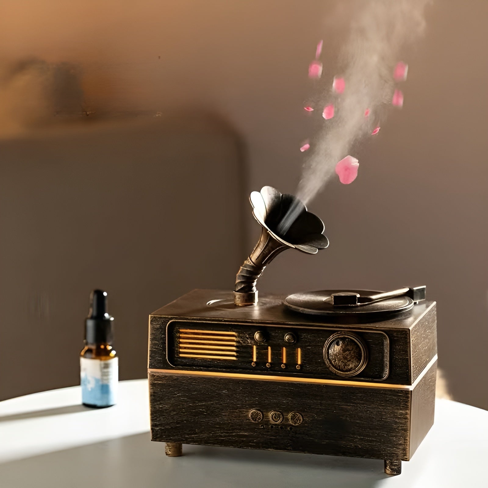 Aroma Diffuser im Vintage-Design – Drehbarer Nebelauslass & 7-farbiges Ambientelicht | USB Luftbefeuchter