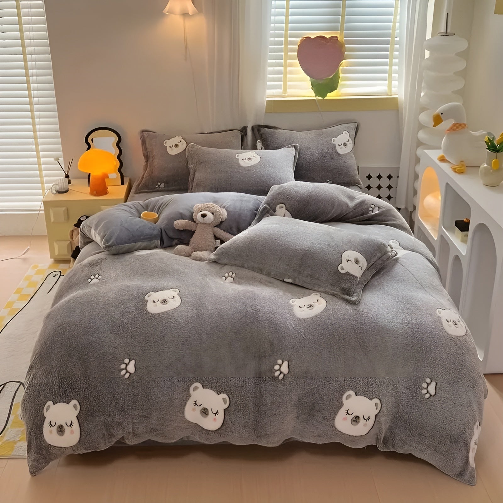 Bettwäsche-Set mit Bärenmotiv – Weich und Gemütlich | 3-teiliges Set mit Bettbezug & Kissenbezügen, Perfekt für Schlafzimmer