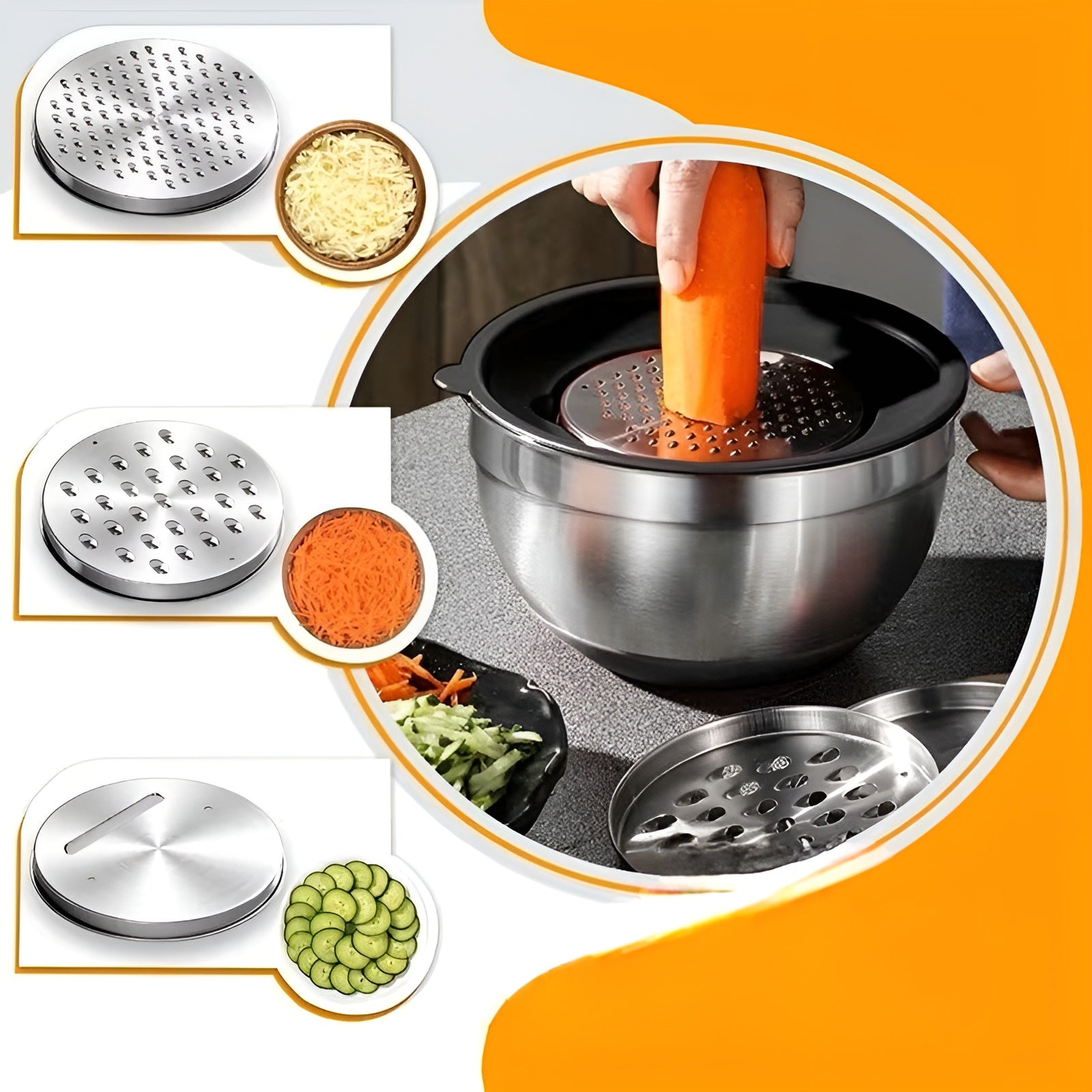 Edelstahl-Rührschüssel-Set (17-teilig) – Mit Deckeln & Reibe | Praktisch für Küche & Backen - Decke