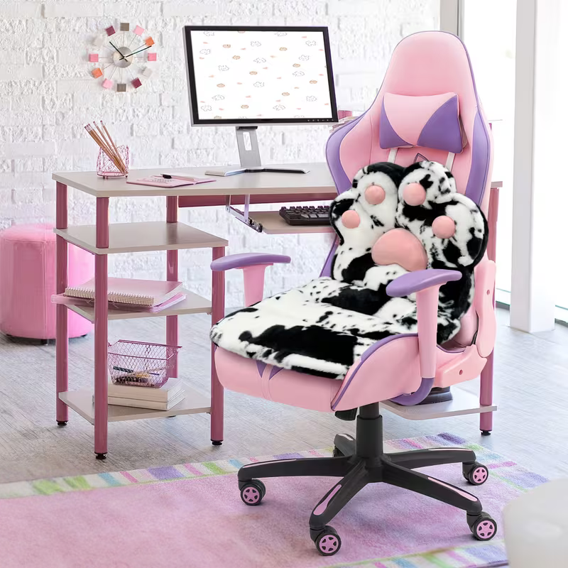 L-förmiges Katzenpfotenkissen – kuschelig und weich | Flauschiges Sitzkissen für Gaming-Stühle und Sofas - Kissen