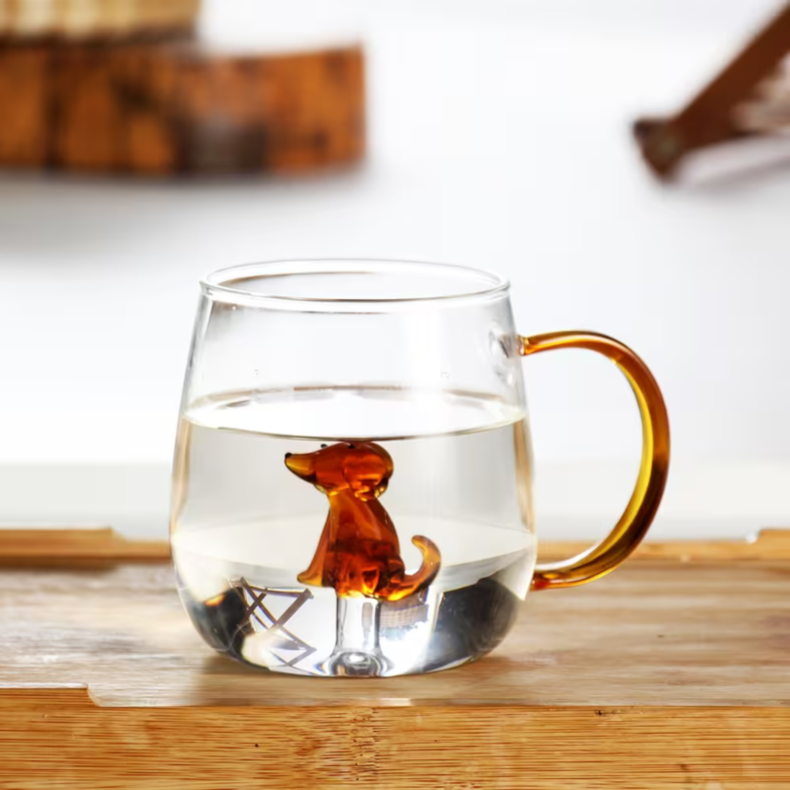 3D-Cartoon-Trinkglas mit Tiermotiv – Designerbecher aus Borosilikatglas | Robust und dekorativ - Kätzchen und Welpe