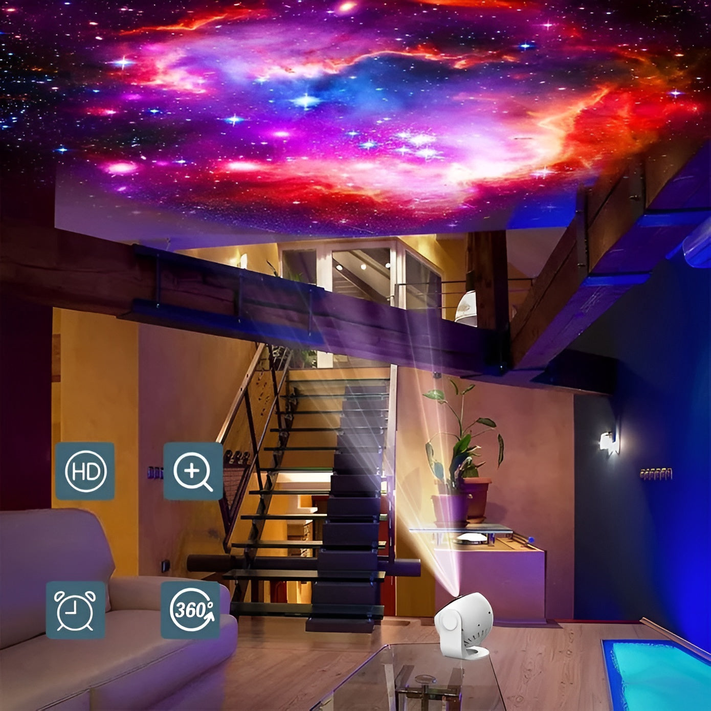 Projektor Lampe mit 13 Effekten – Sternenhimmel & Galaxie | Stimmungsvolles Nachtlicht fürs Schlafzimmer