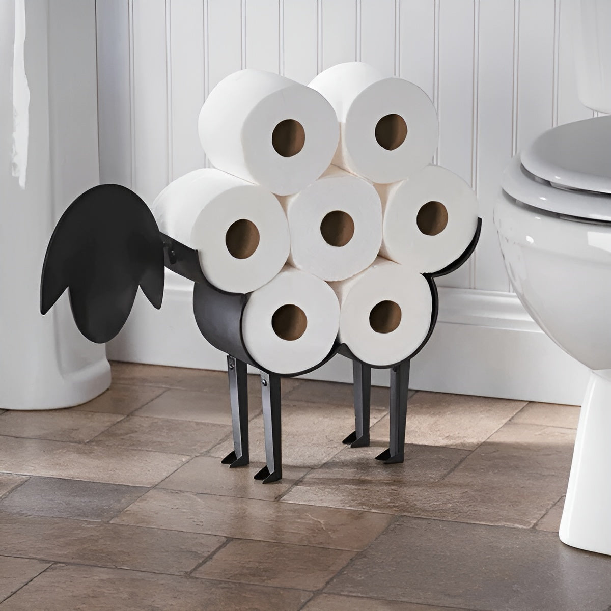 Toilettenpapierhalter im Tierdesign – Dekorativ und Praktisch | Extra Stauraum für Ihr Badezimmer - Schaf - Wohnzubehör