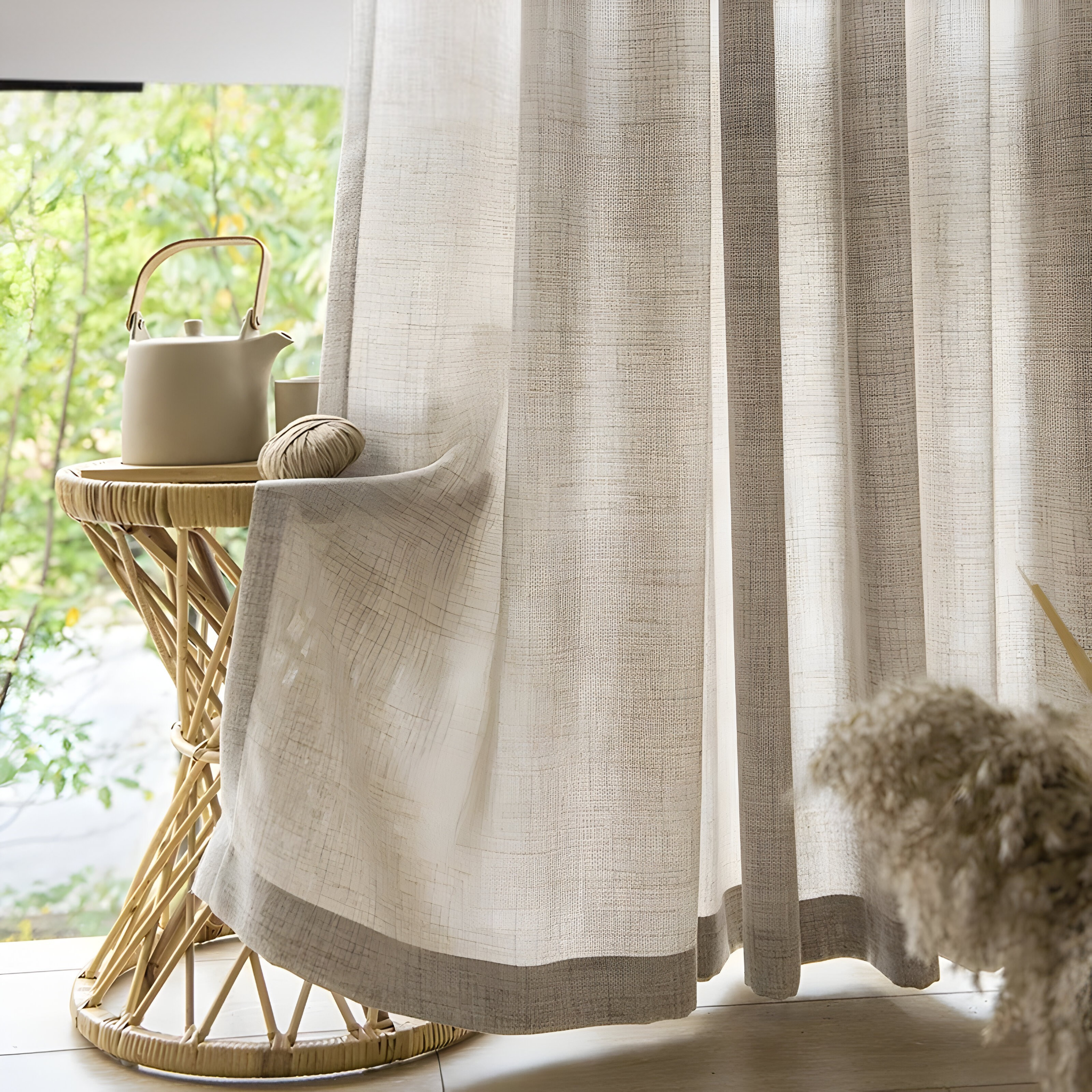 Voile-Vorhang im japanischen Stil – Weich und lichtdurchlässig | Dezente Fensterdekoration