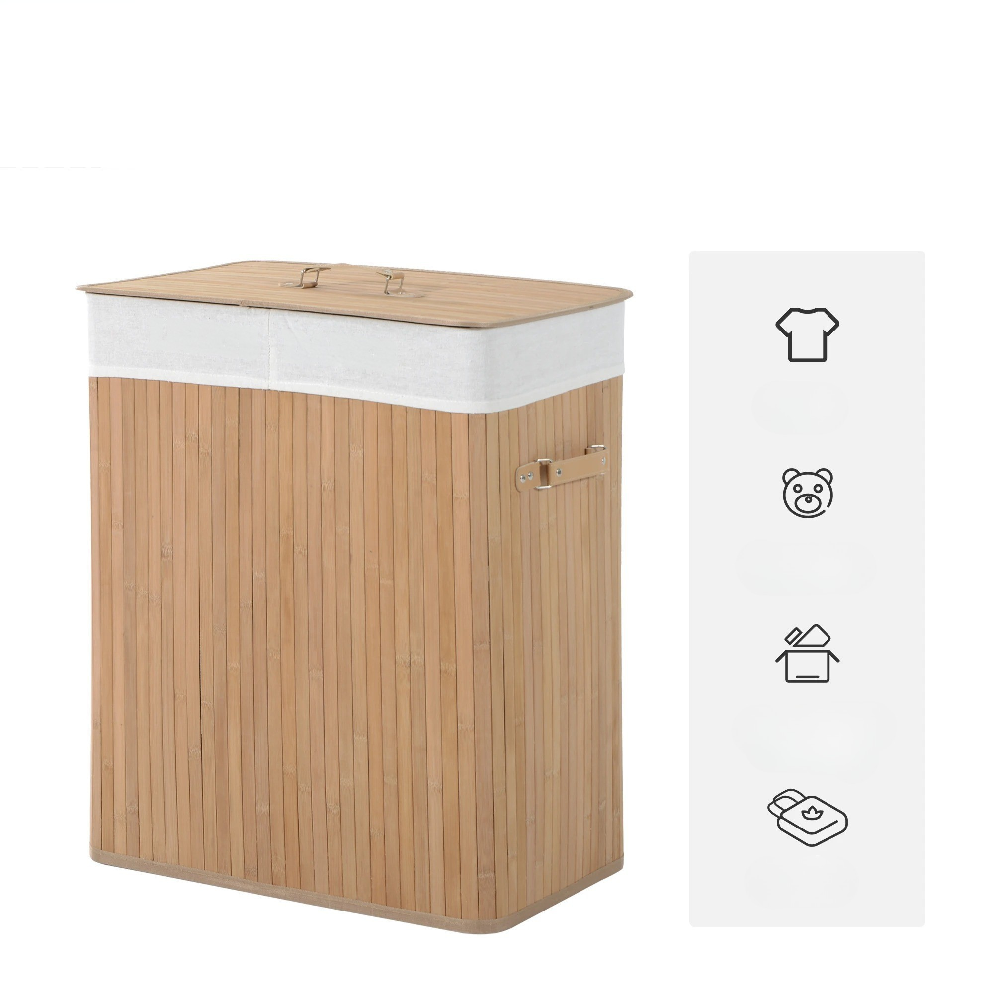 EcoTidy Korb – Bambus Wäschekorb mit 2 Fächern