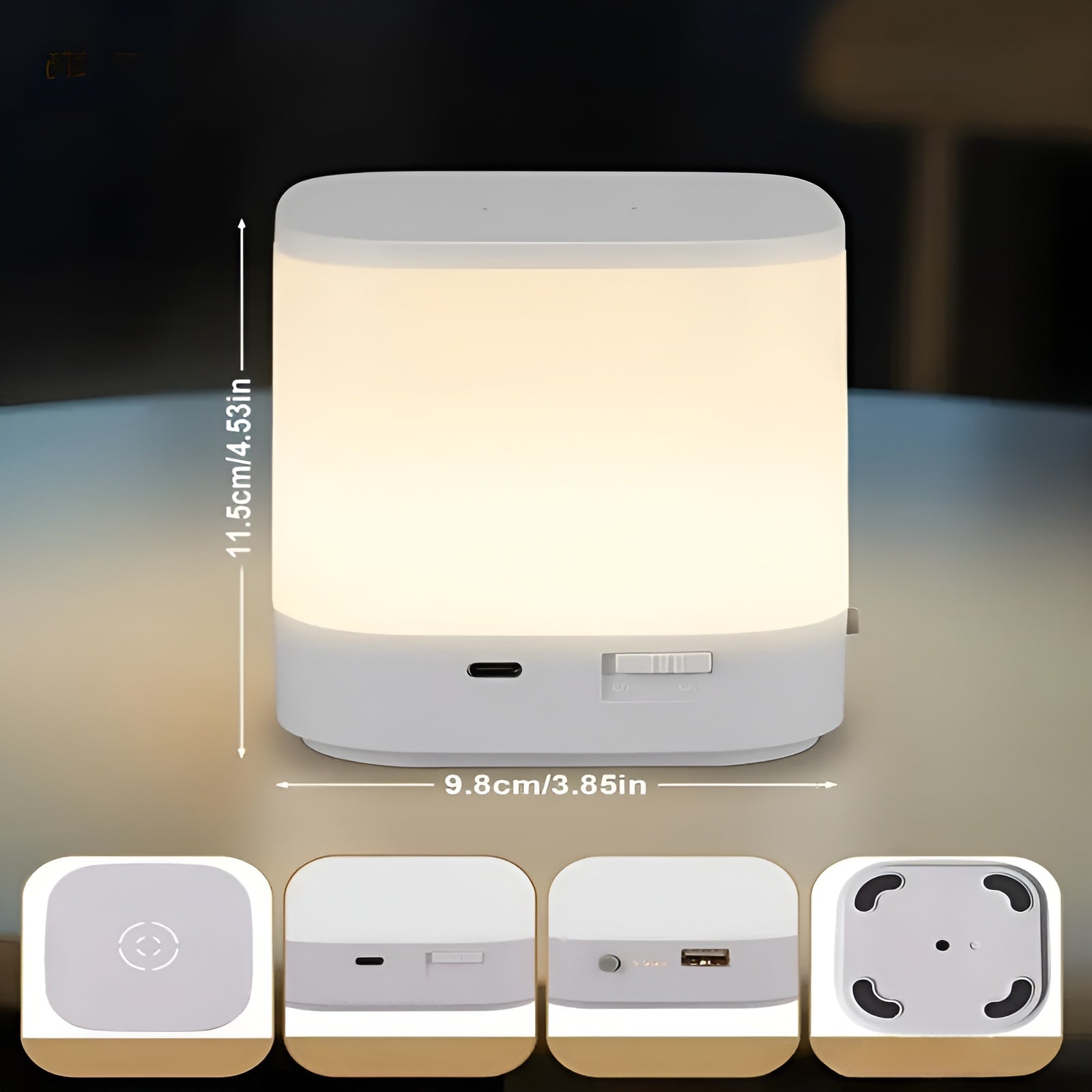 LED-Tischlampe mit Touch-Dimmer – Einstellbare Helligkeit & Farbtemperatur | USB-Aufladung, Timer, Ideal fürs Schlafzimmer