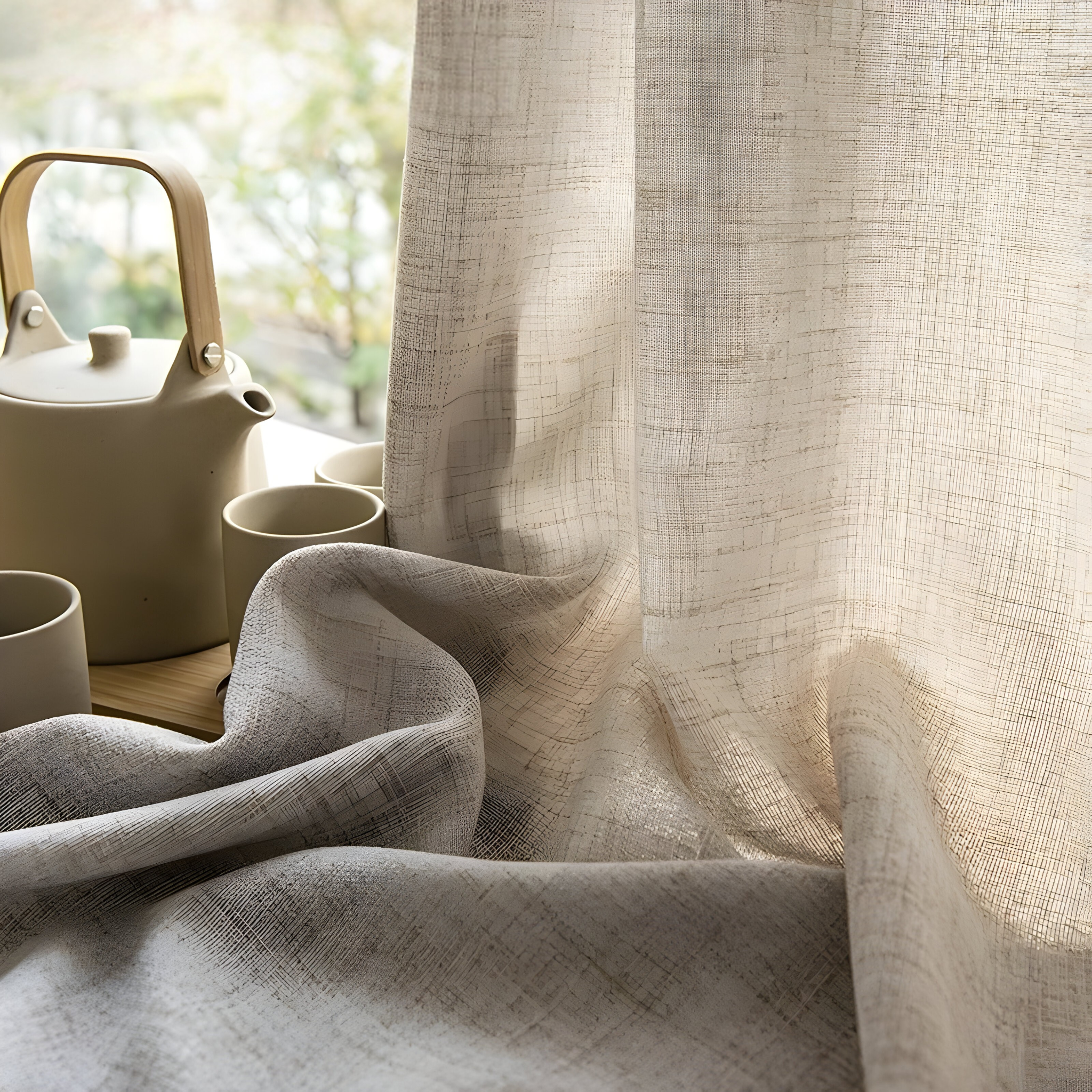 Voile-Vorhang im japanischen Stil – Weich und lichtdurchlässig | Dezente Fensterdekoration