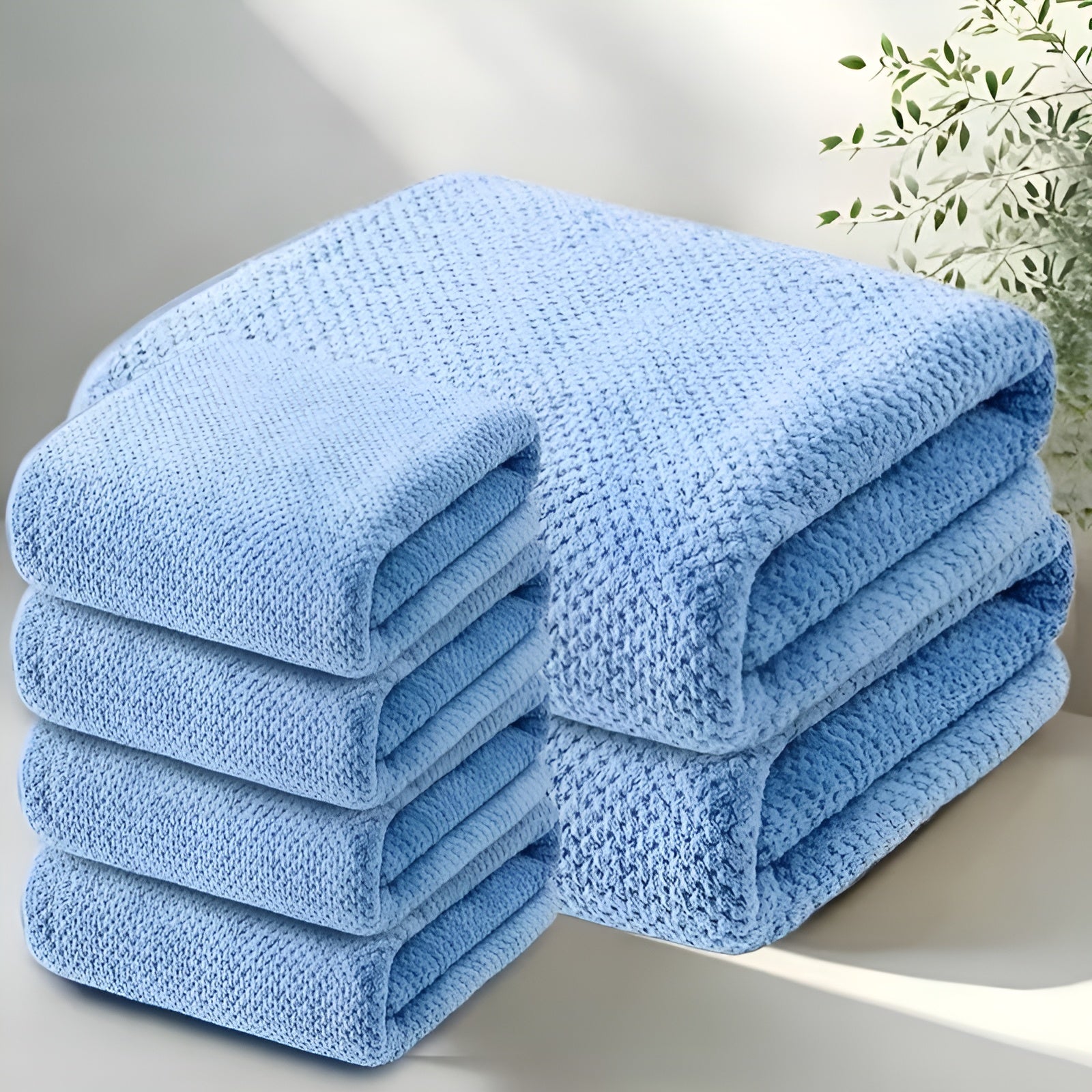 6-teiliges Handtuch-Set – Hochwertig Weich und Saugfähig | 2 Badetücher & 4 Handtücher mit Strukturmuster - Dunkelblau