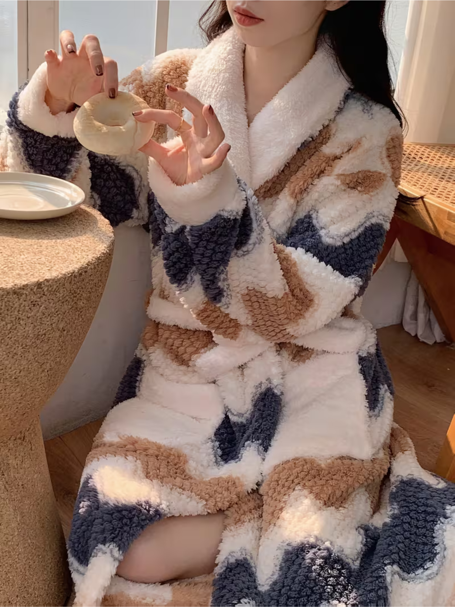 Damen Winterbademantel aus Plüsch – Dick, Warm & Gemütlich | Mit Gürtel, Maschinenwaschbar