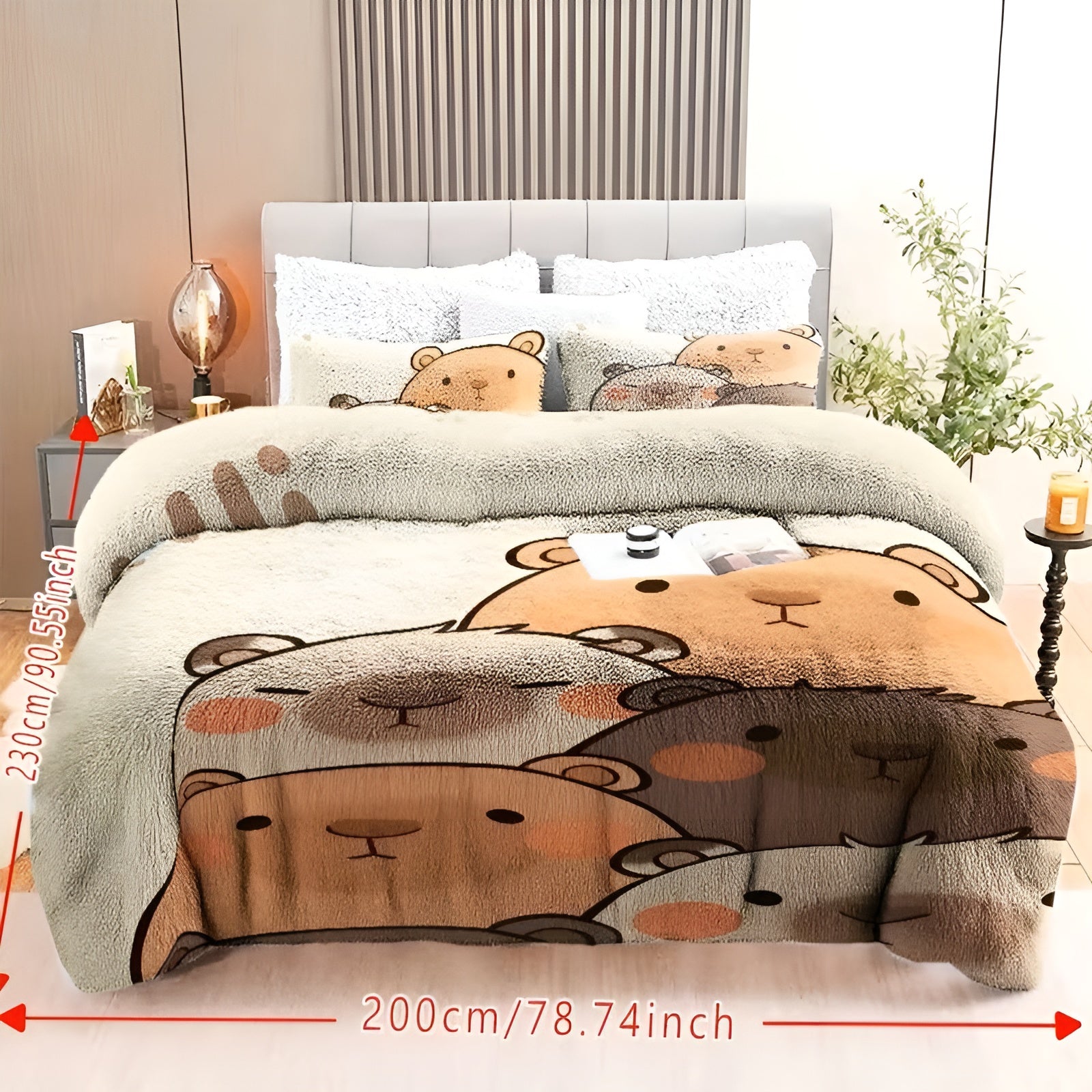 Plüsch-Bettwäsche Set mit Capybara-Motiv – Extra Weich & Warm | 2- oder 3-teilig für Herbst & Winter - Bettwäsche-Set