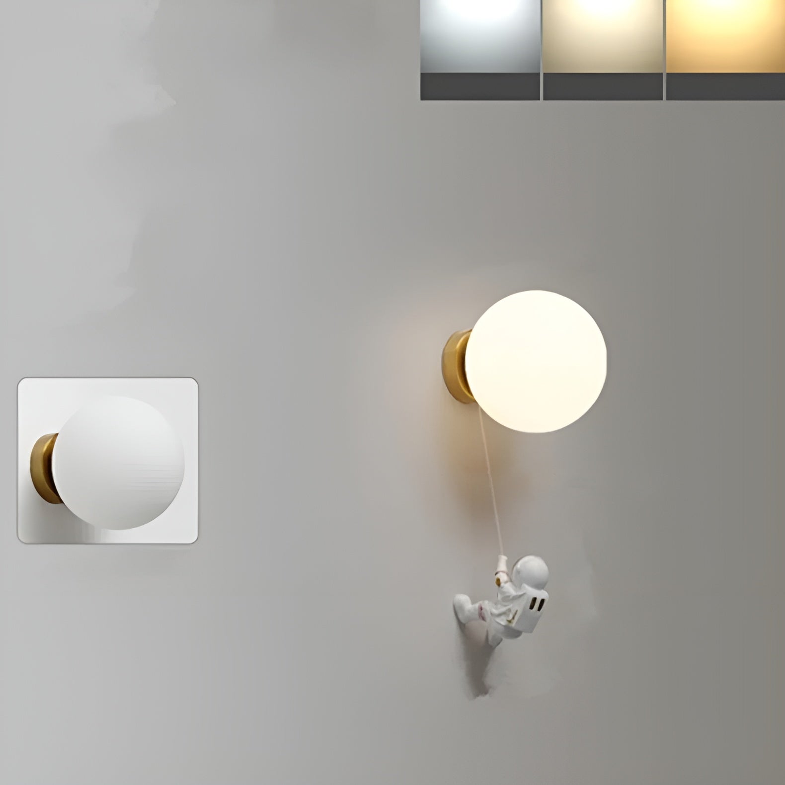 Astronauten-Wandlampe – Dekorative Lampe mit Planet & Glaskugel | Perfekt fürs Kinderzimmer & Nachttisch