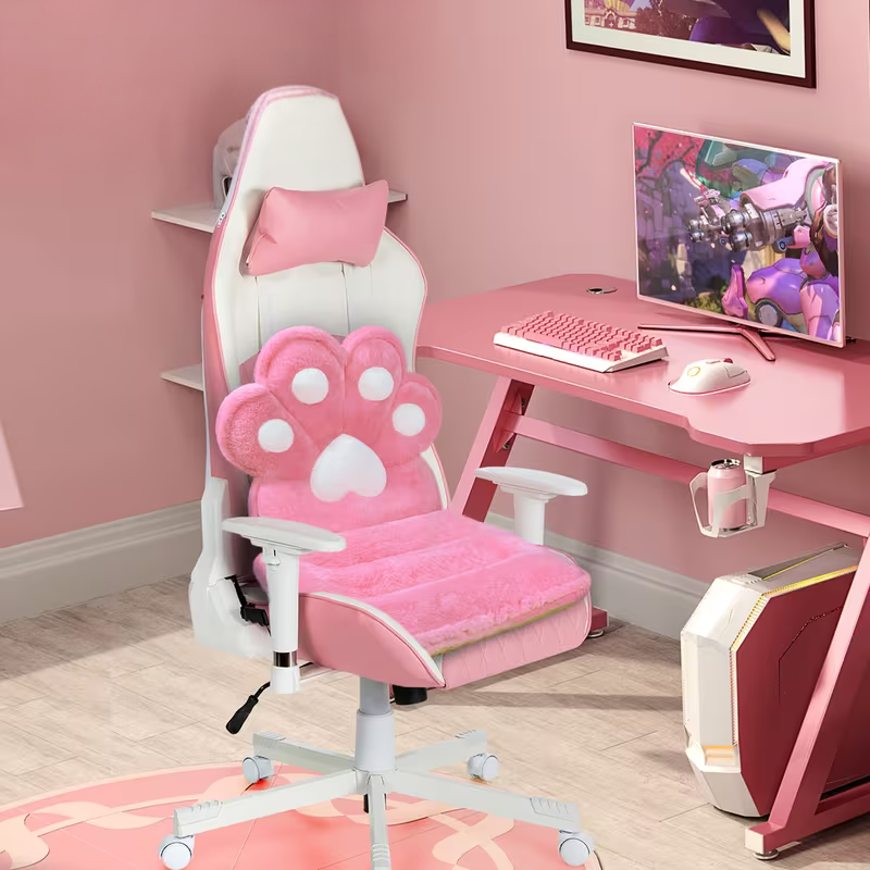 L-förmiges Katzenpfotenkissen – kuschelig und weich | Flauschiges Sitzkissen für Gaming-Stühle und Sofas - Kissen