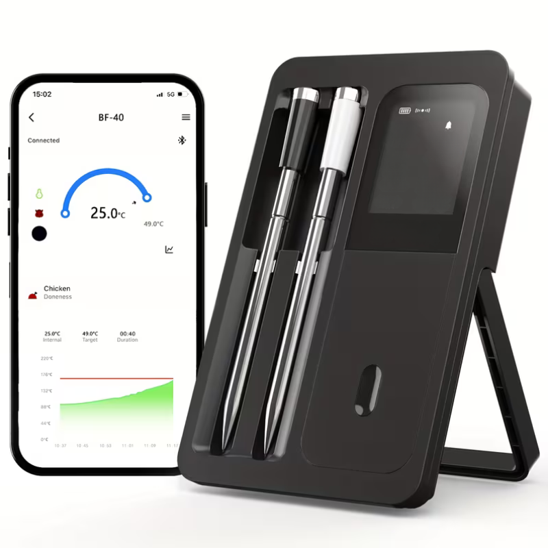 Kabelloses Grillthermometer mit 2 Sonden – Exakte Temperaturmessung | Perfekt für Fleisch & BBQ - Wohnzubehör