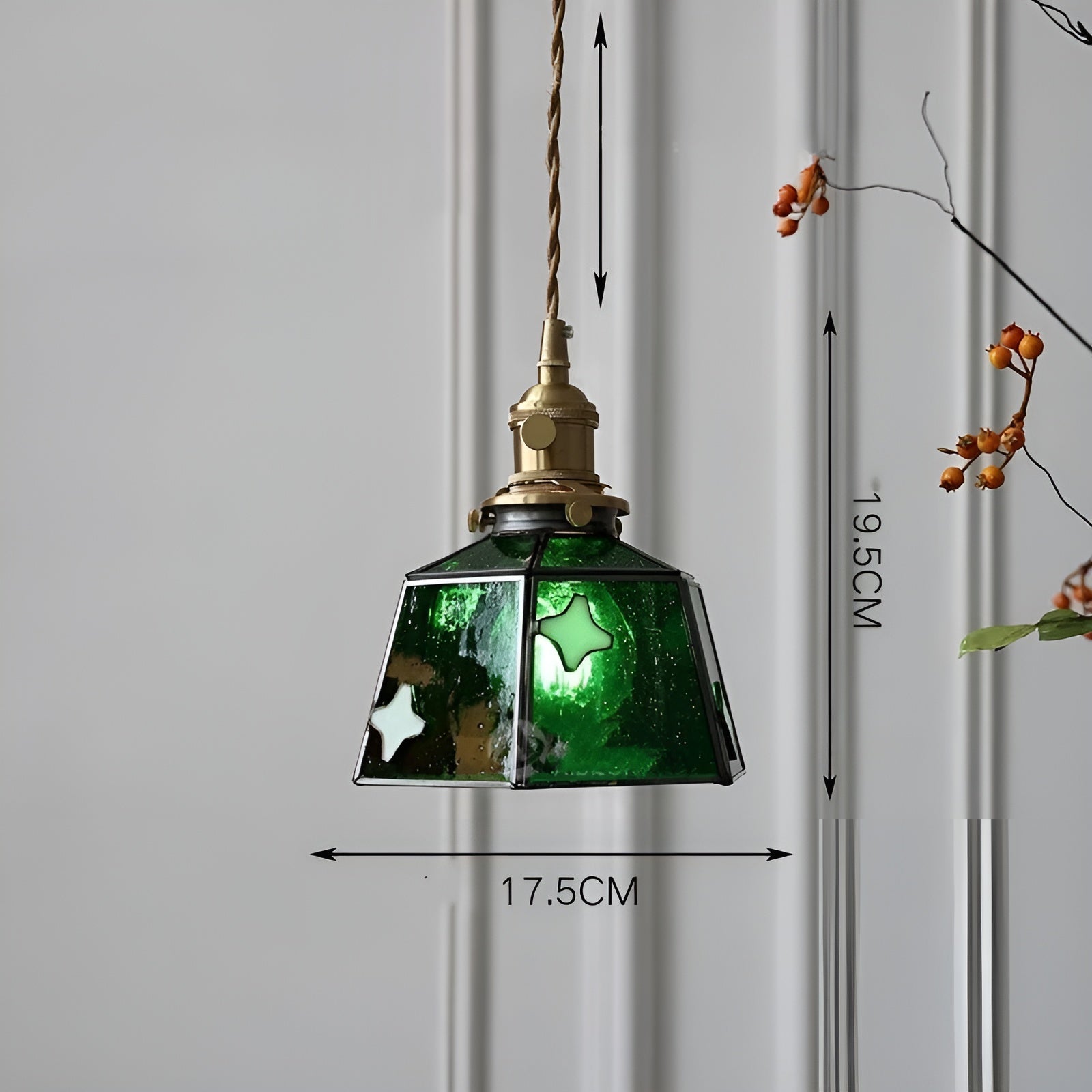 Europäische Vintage-Pendelleuchte – Stilvolle LED-Pendelleuchte aus Holz und Kupfer | Mit Glaskuppel im Design für Wohnzimmer und Esszimmer