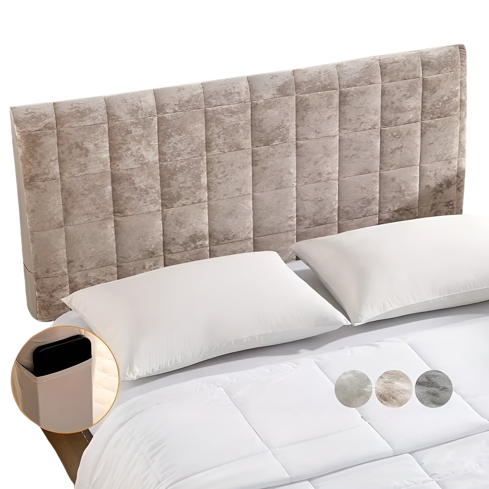 Kopfteilbezug Mit Gummiband – Weich Und Dehnbar | Mit Praktischen Seitentaschen Für Das Bett