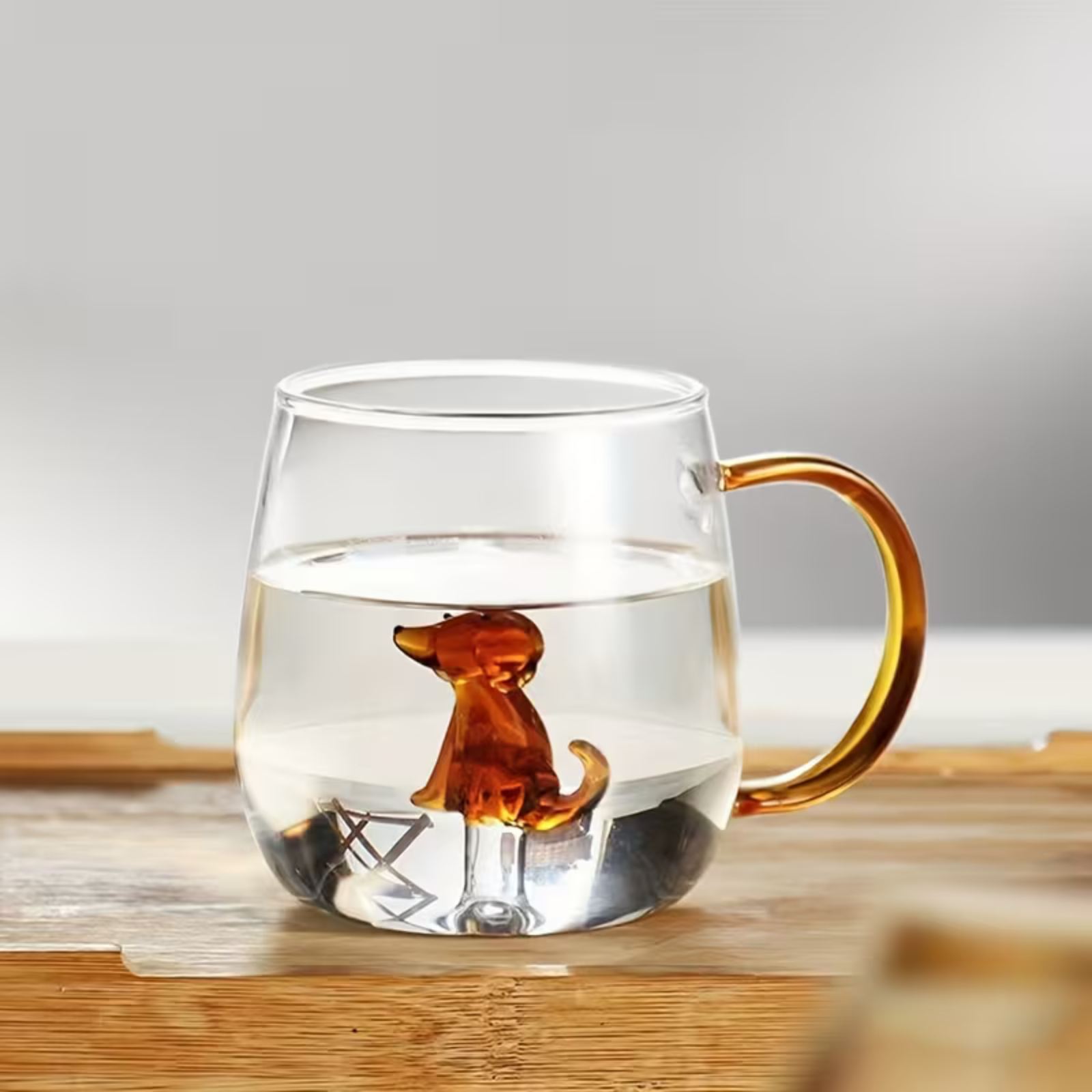 3D-Cartoon-Trinkglas mit Tiermotiv – Designerbecher aus Borosilikatglas | Robust und dekorativ - Kätzchen und Welpe