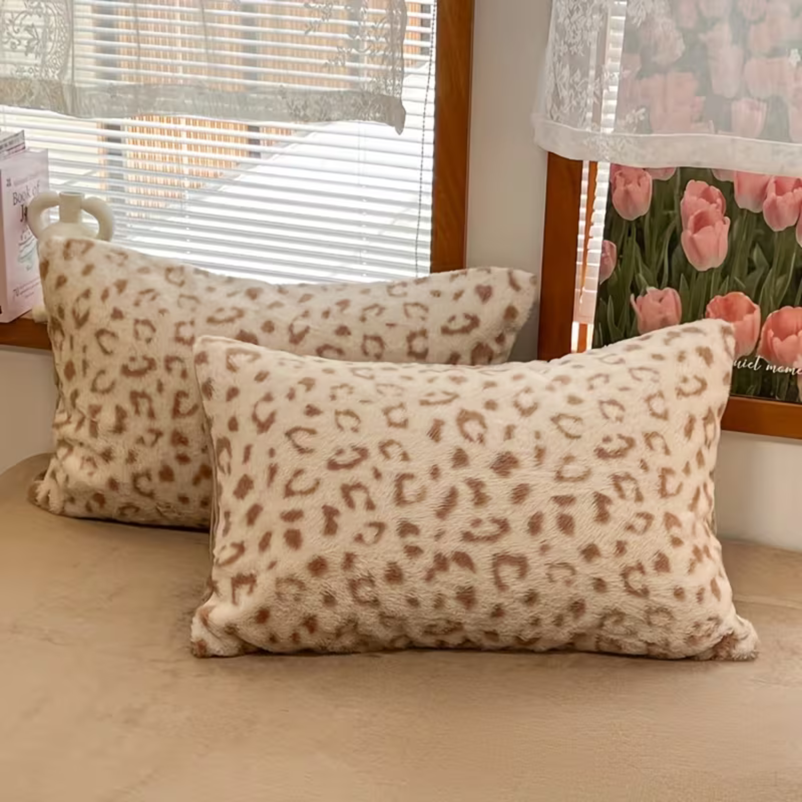 Bettwäsche-Set aus Kunstkaninchenfell (4-teilig) – Extra weich & warm | Kuschelig mit Leopardenpfoten-Design