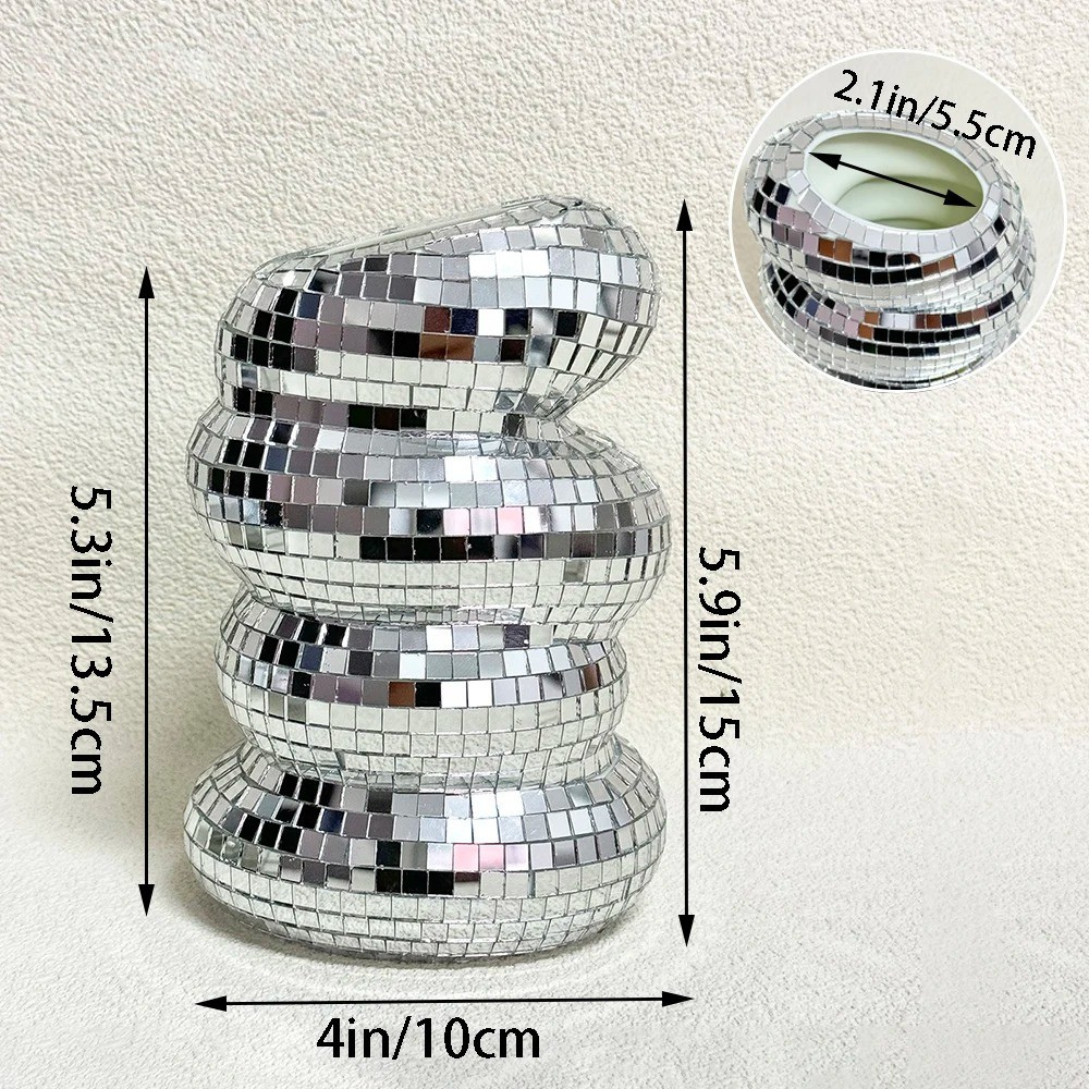 Glasvase mit Mosaik –Moderner Spiegelmosaik aus Glänzender Disco-Kugel-Effekt