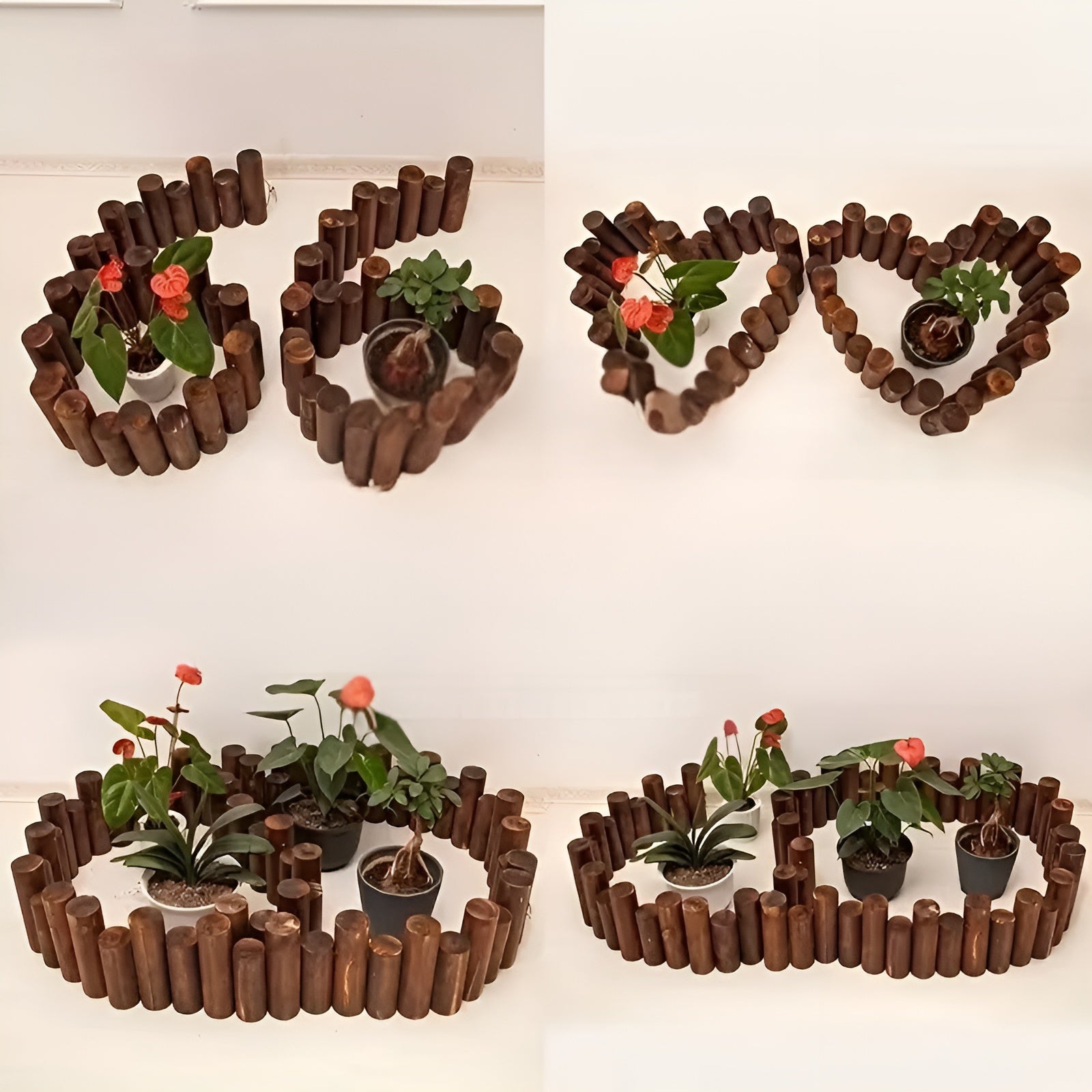 Flexible Holz Rasenkante – Dekorativer Gartenzaun mit Erdspießen | Für Beete, Wege und Rasenflächen