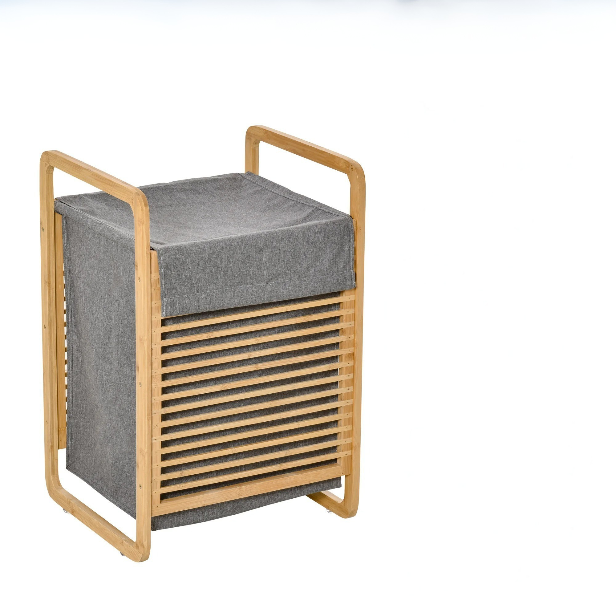 PureWeave Korb – Tragbarer Wäschekorb aus Bambus mit Deckel