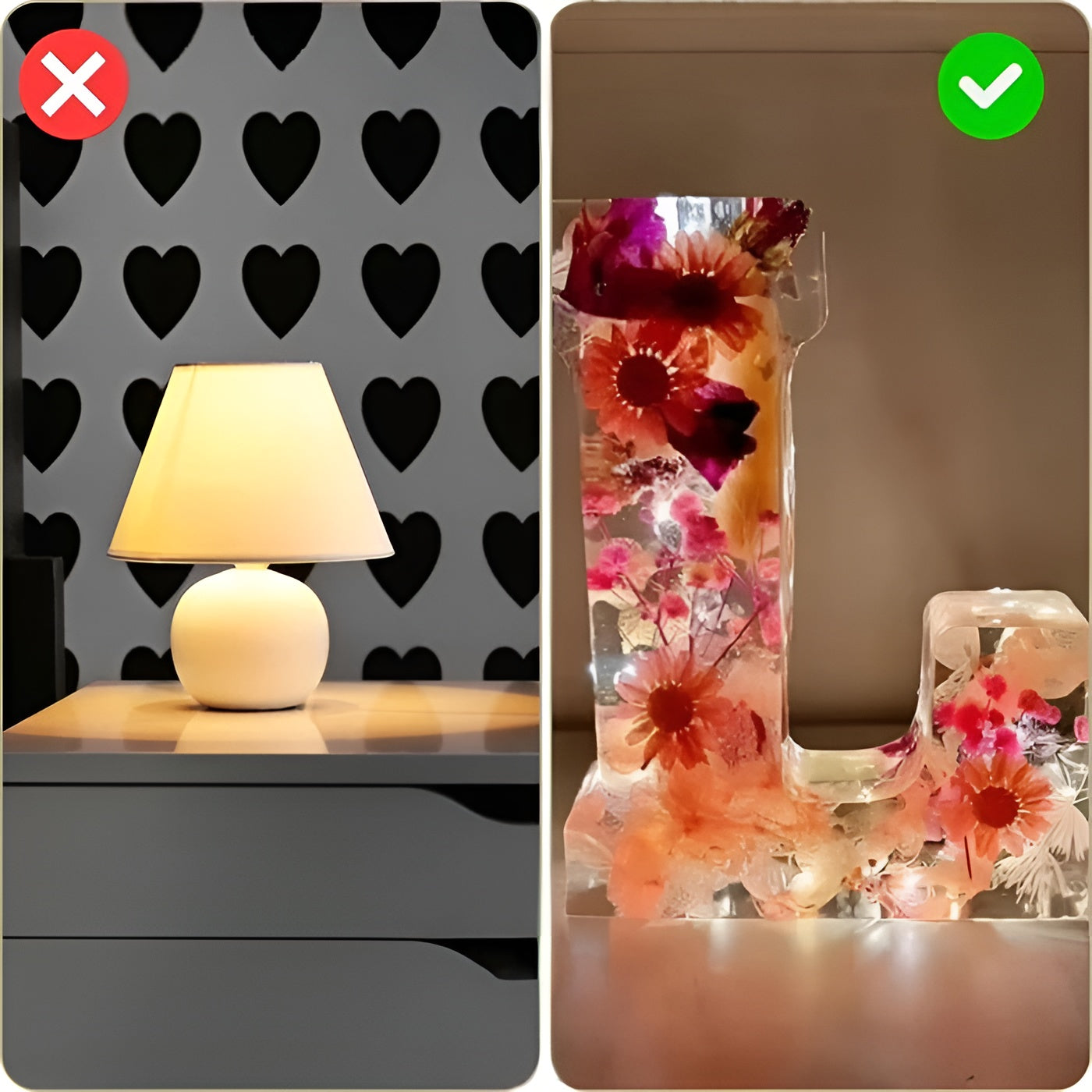 Blumen Buchstaben Lampe – Dekorativ aus Harz | Romantisches Licht für Zuhause & Feste