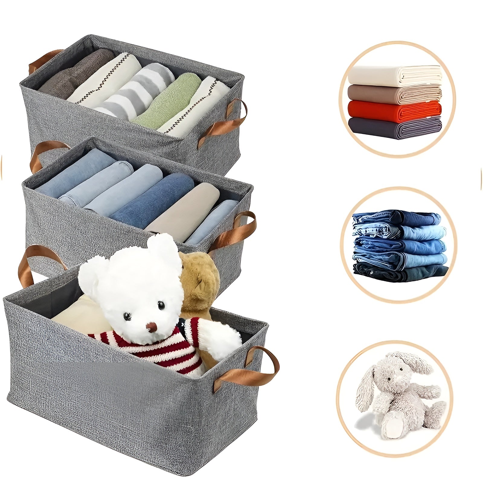 Faltbare Aufbewahrungskörbe – Praktisches 3er-Set | Ideal für Kleidung, Spielzeug und mehr