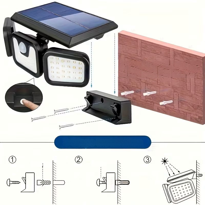 Solar-Wandleuchte mit Bewegungsmelder – Helle Außenbeleuchtung mit 3 Lichtmodi | Wetterfest IP44 für Garten Hof