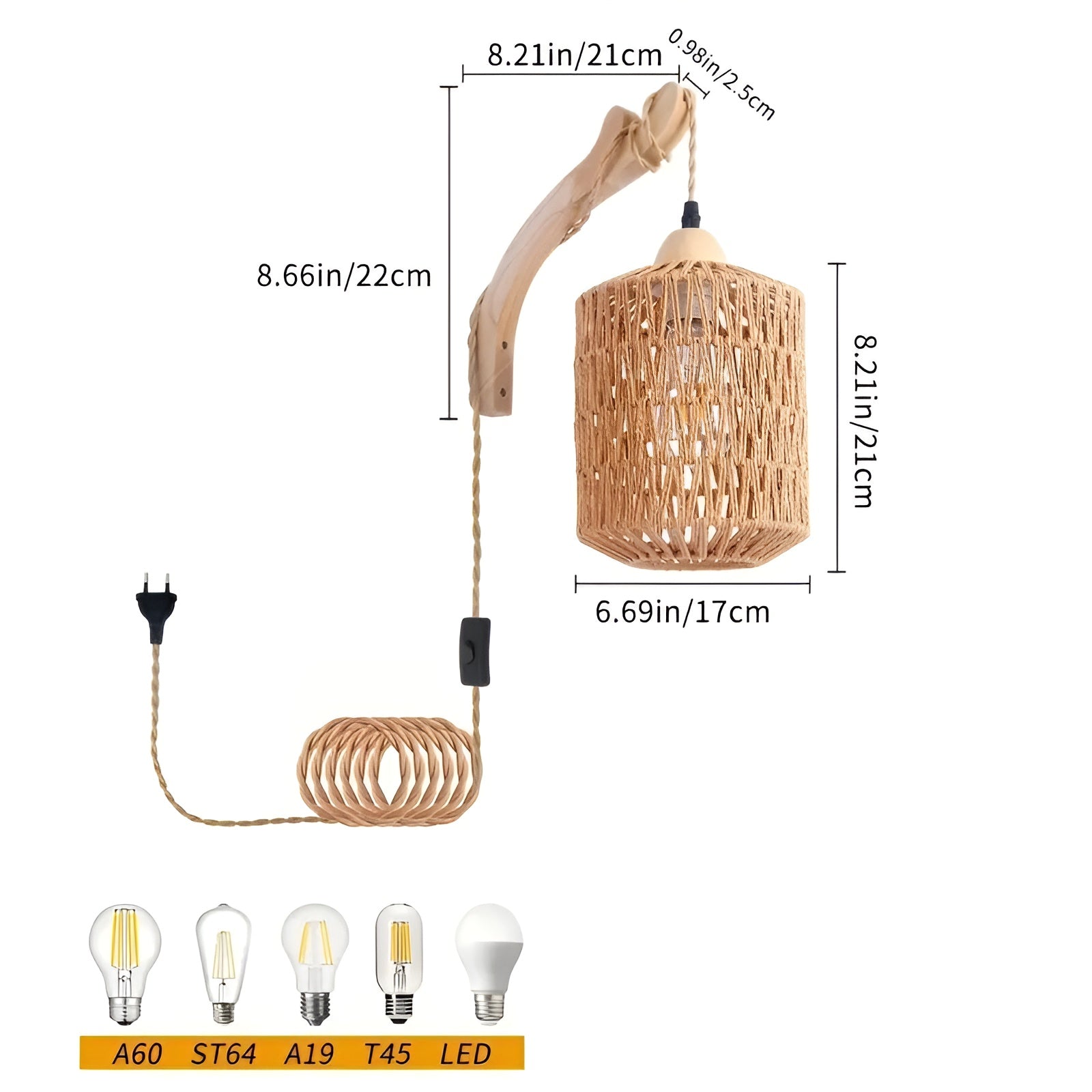 Hängeleuchte im Boho-Stil – Handgewebter Lampenschirm aus Naturfaser | Ideal für Esszimmer & Schlafzimmer