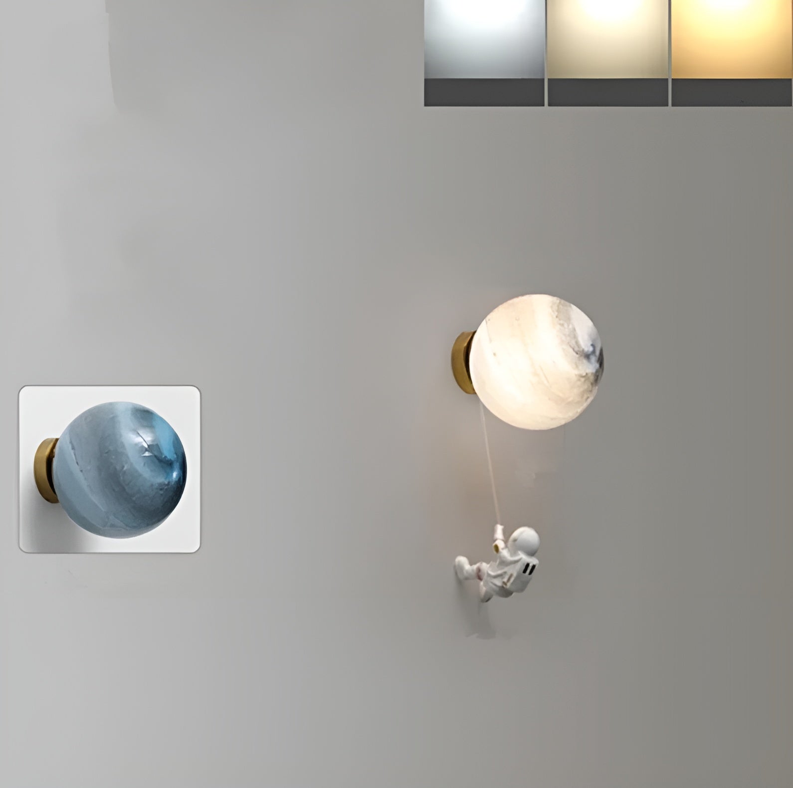 Astronauten-Wandlampe – Dekorative Lampe mit Planet & Glaskugel | Perfekt fürs Kinderzimmer & Nachttisch
