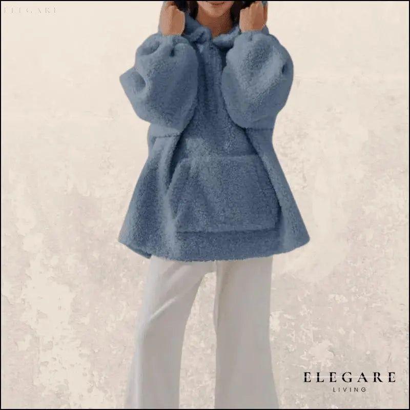 Vikki - Warmer und kuscheliger Fuzzy Fleece Hoodie - Elegare - DEA115 - Blau-XXL