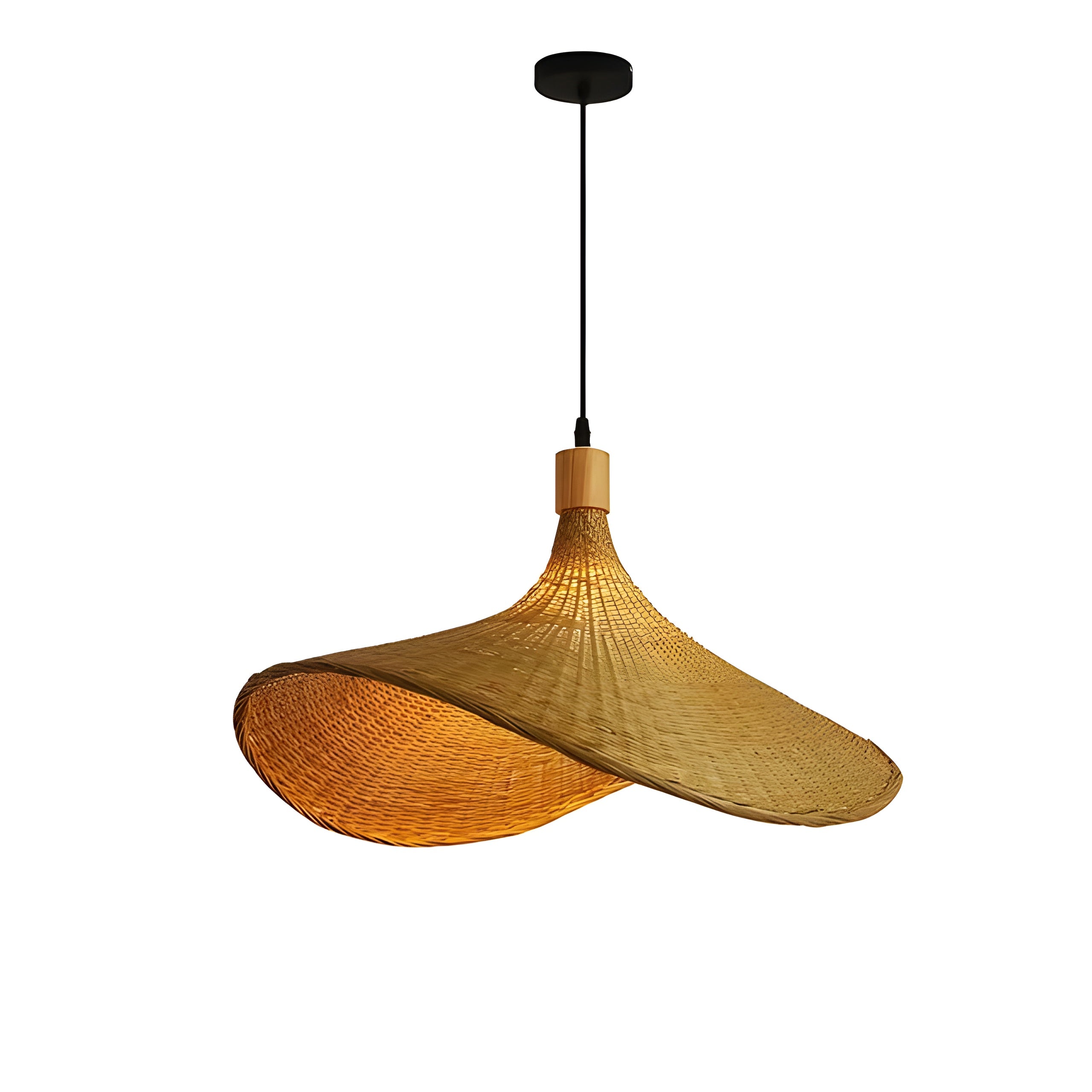 BohoBeam Light - Vintage Bambus-Weidengeflecht Pendelleuchte