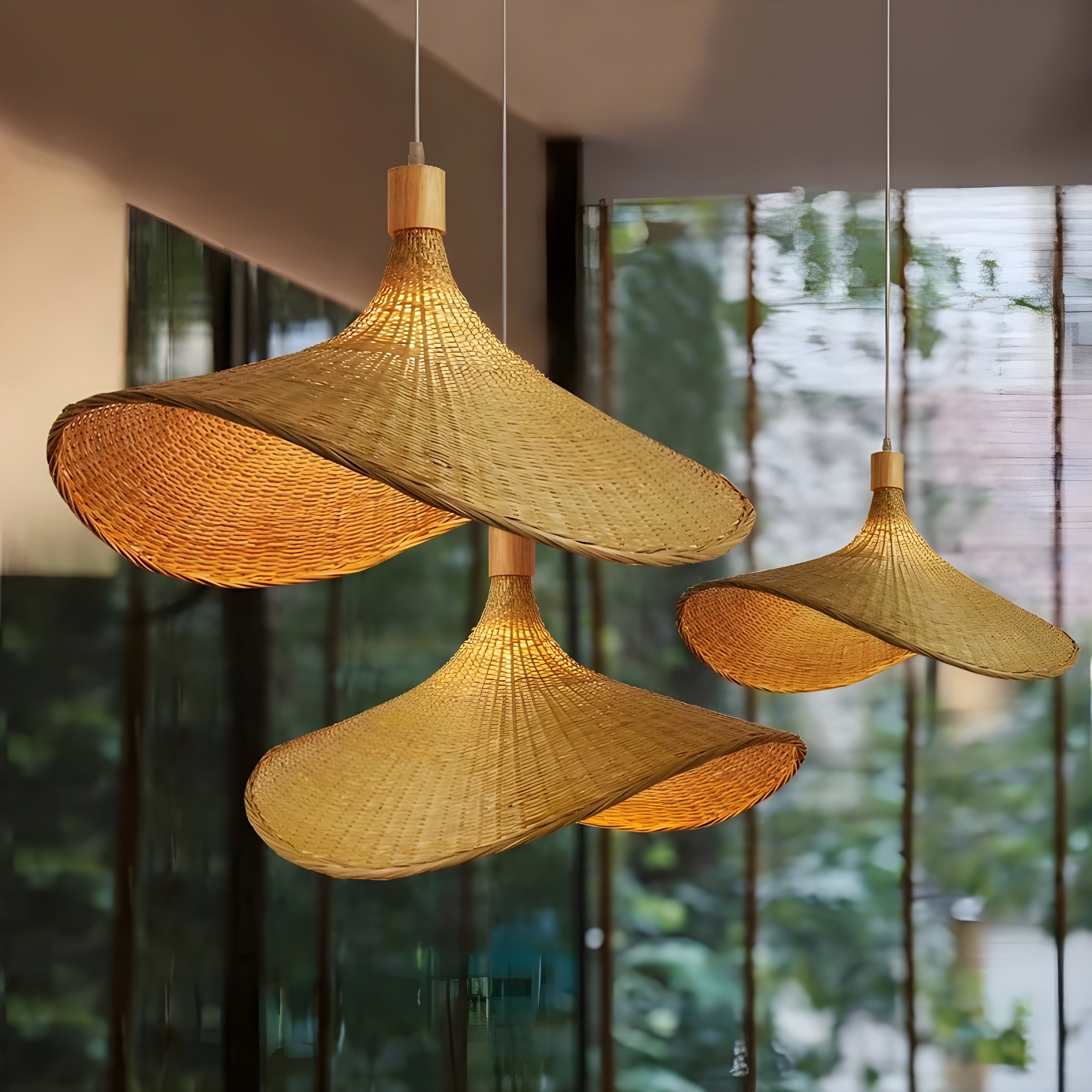 BohoBeam Light - Vintage Bambus-Weidengeflecht Pendelleuchte