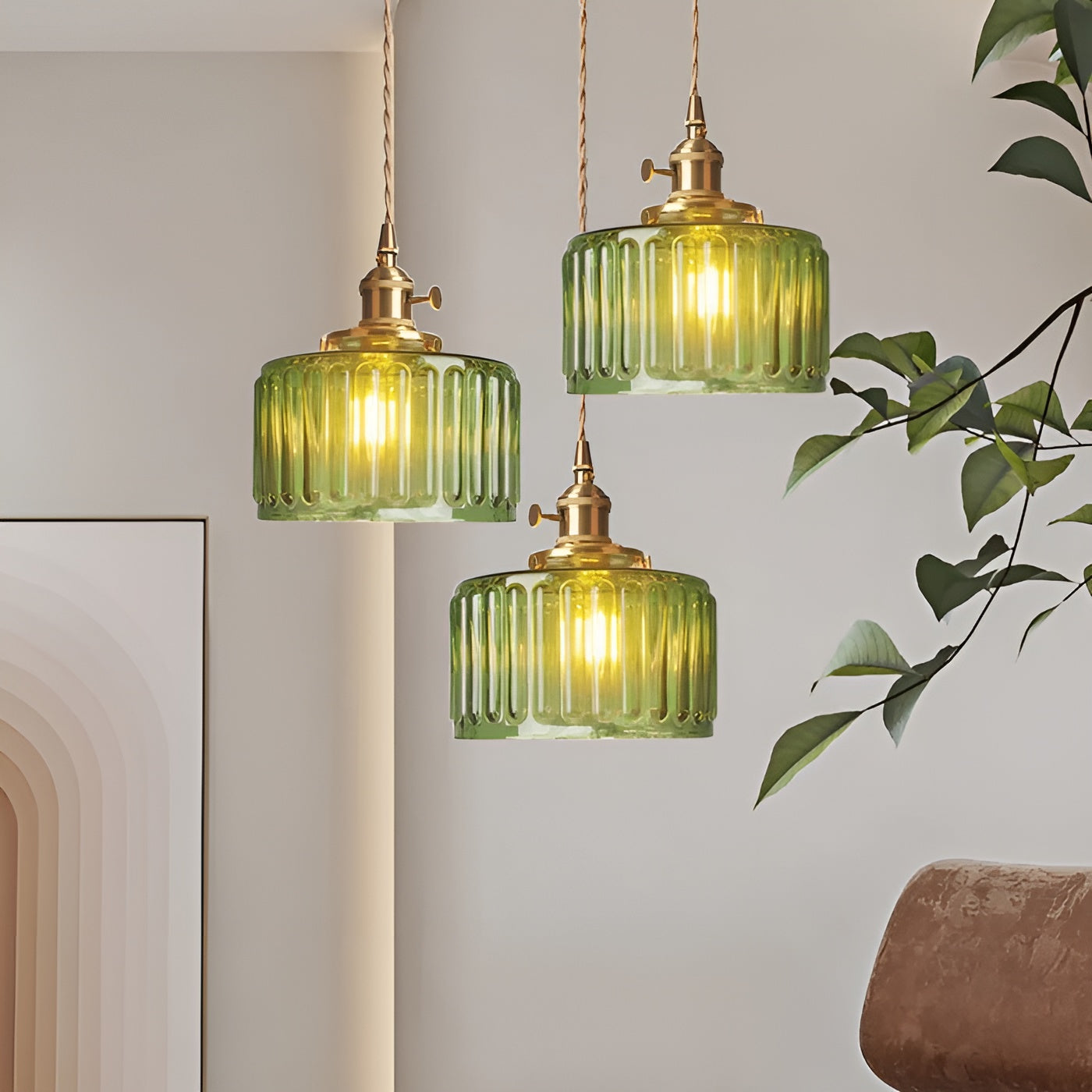 Kupfer-Hängeleuchte aus Glas – Moderne LED Lampe | Für Wohnzimmer & Schlafzimmer