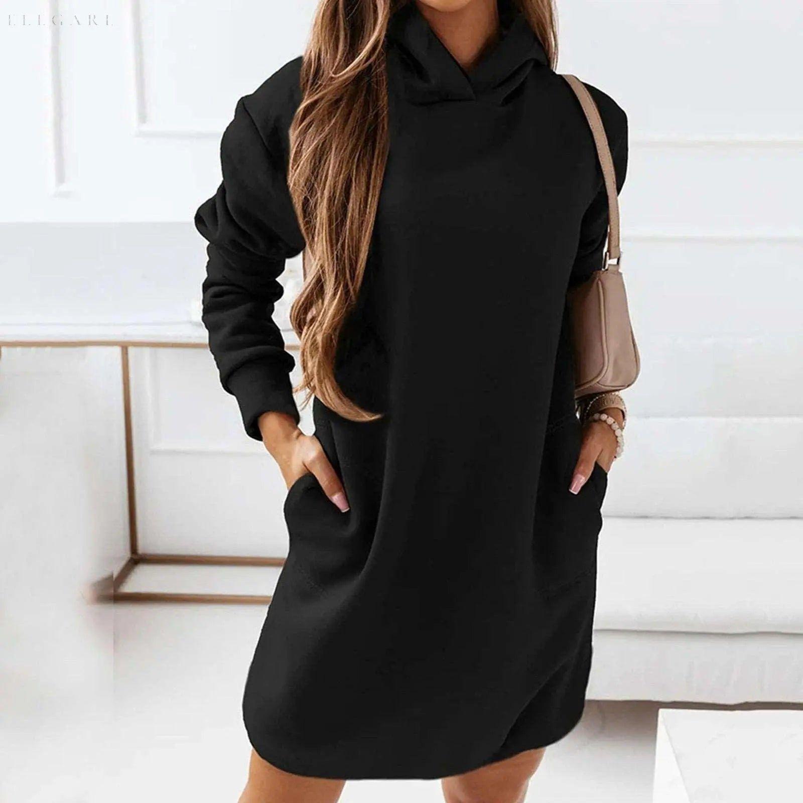 Zari Oversized Hoodie - Airy Damen Kapuzenpulli Kleid Pullover - Elegare - -