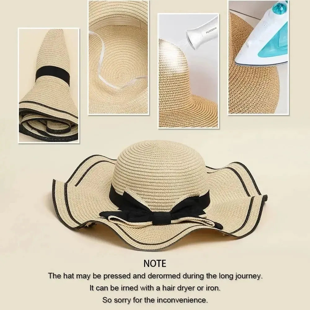 Aliza StrawHat - Women Casual BowtieTravel Beach Hat Elegare