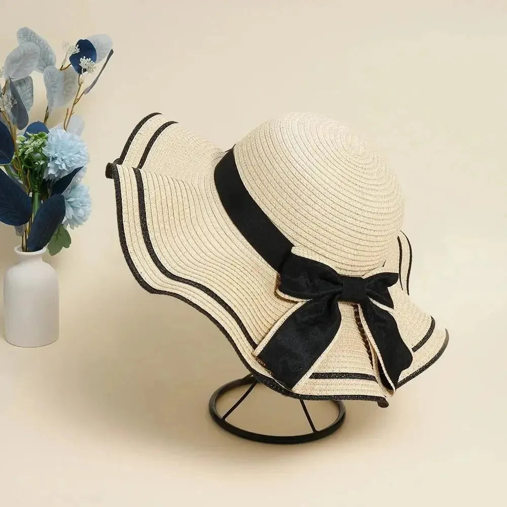 Aliza StrawHat - Women Casual BowtieTravel Beach Hat Elegare