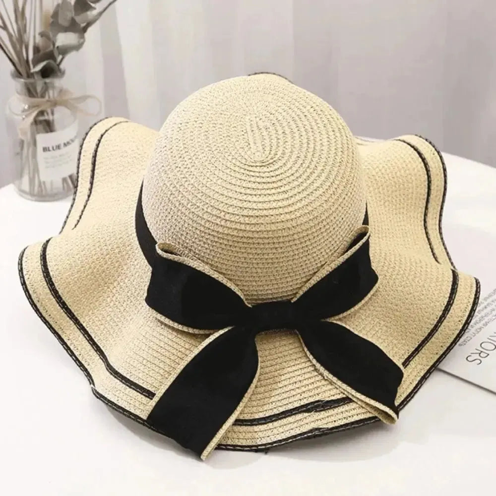 Aliza StrawHat - Women Casual BowtieTravel Beach Hat Elegare