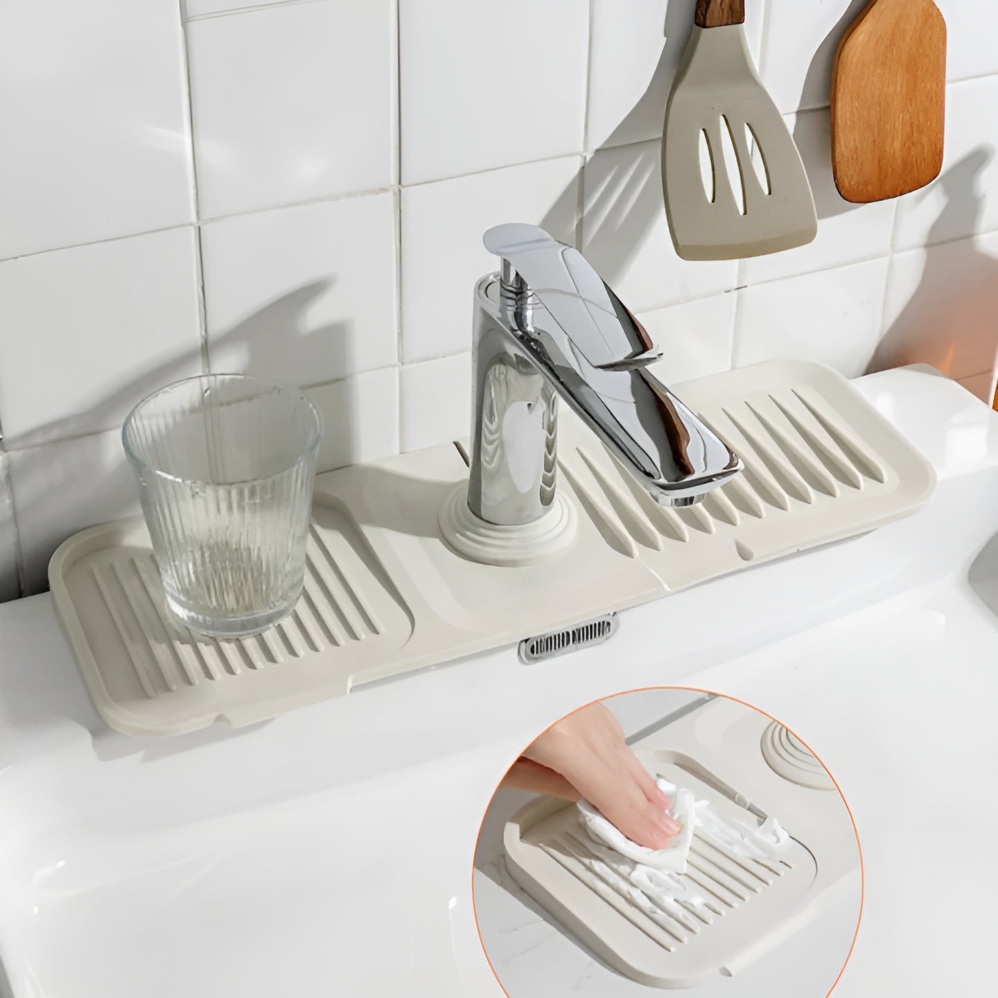 Silikon Spritzschutz für Wasserhahn – Praktische Abtropfmatte | Ideal für Küche & Bad