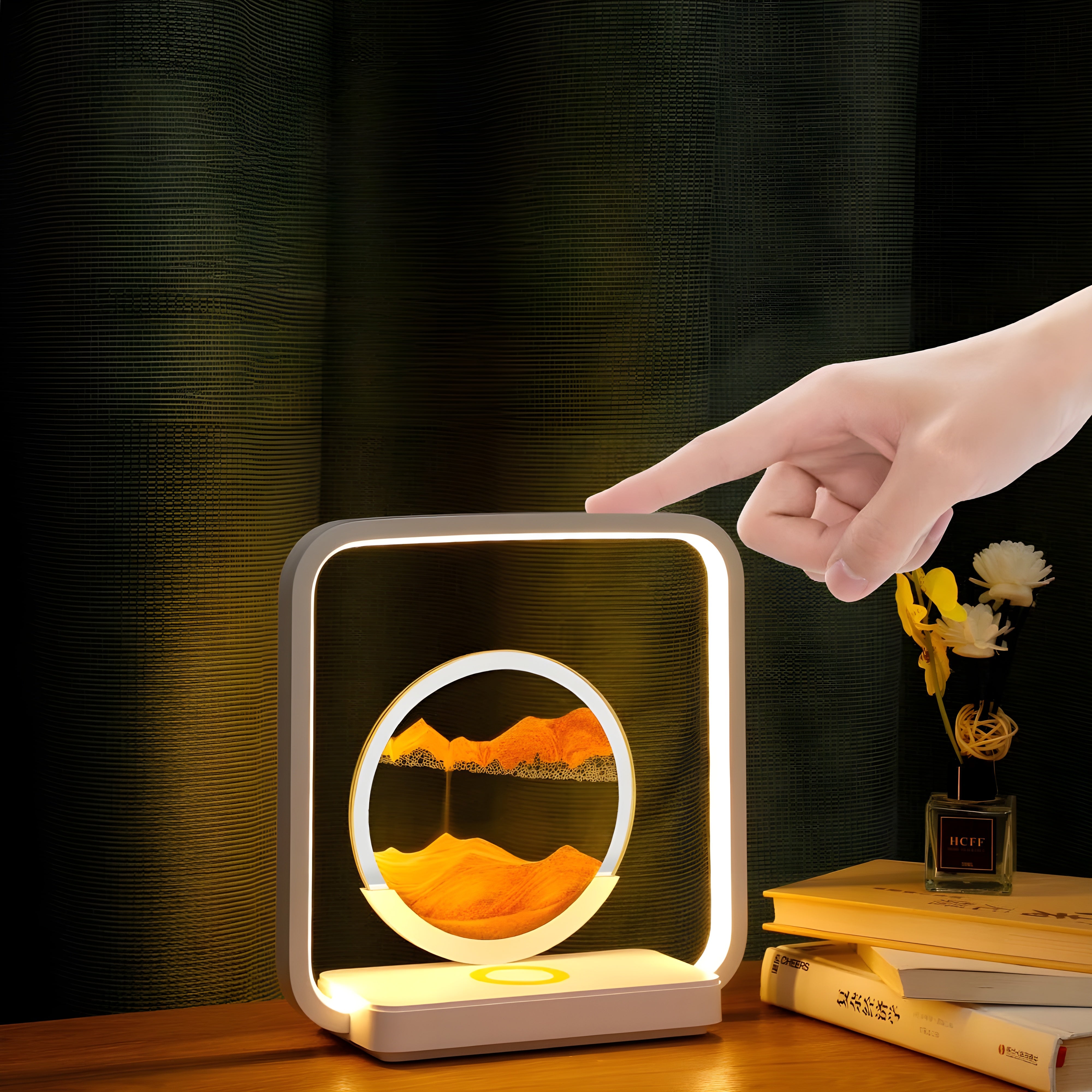 HorizonFlow Lampe – 3D Fließender Sand LED Nachtlampe