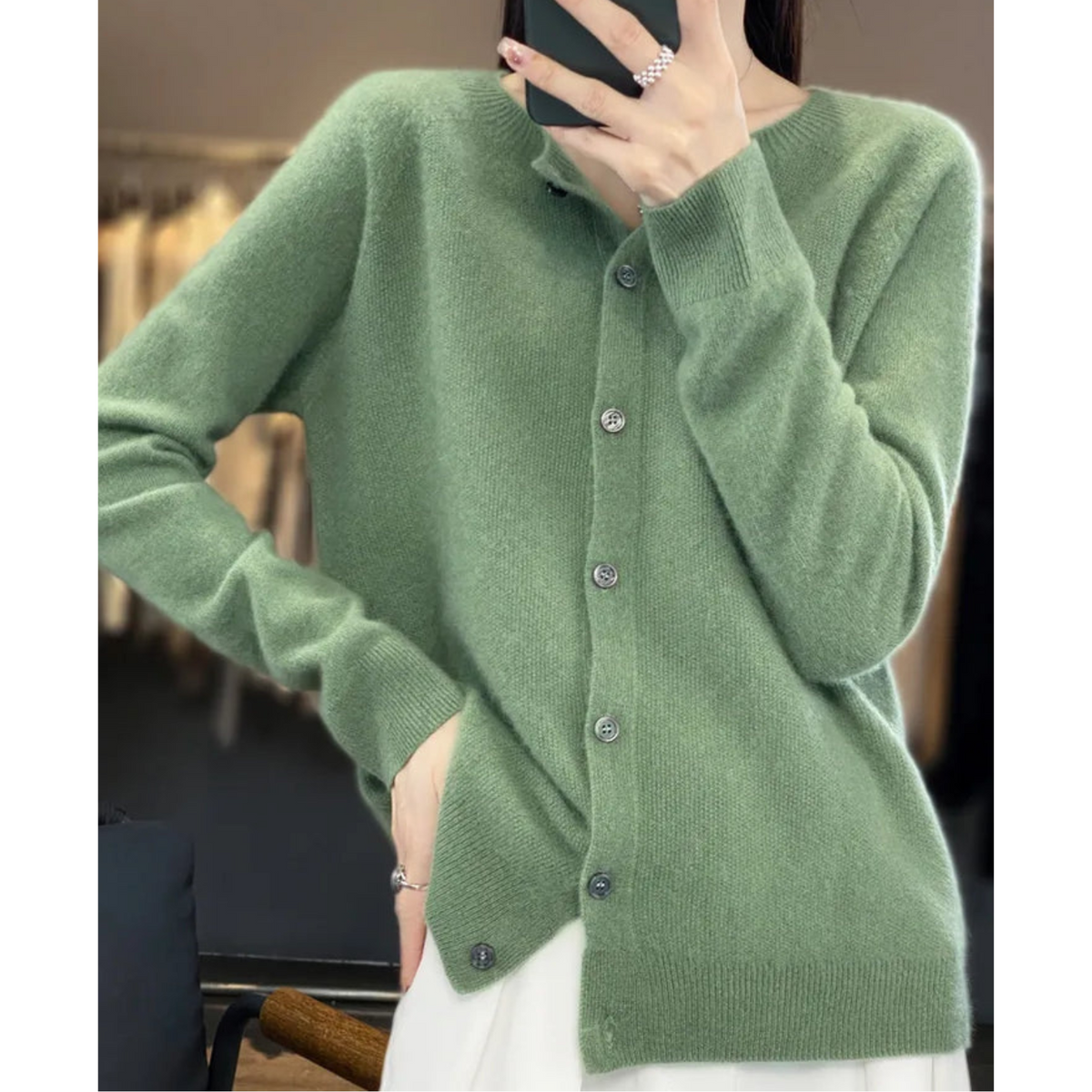Damen Strickpullover in Grau – Seitenansicht