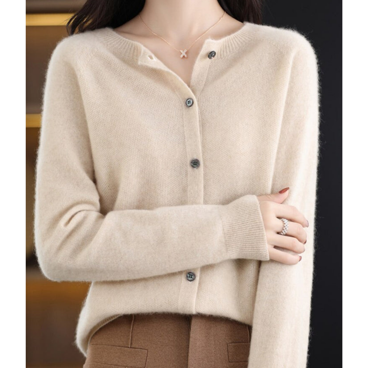Damen Strickpullover in Weiß – Vorderansicht