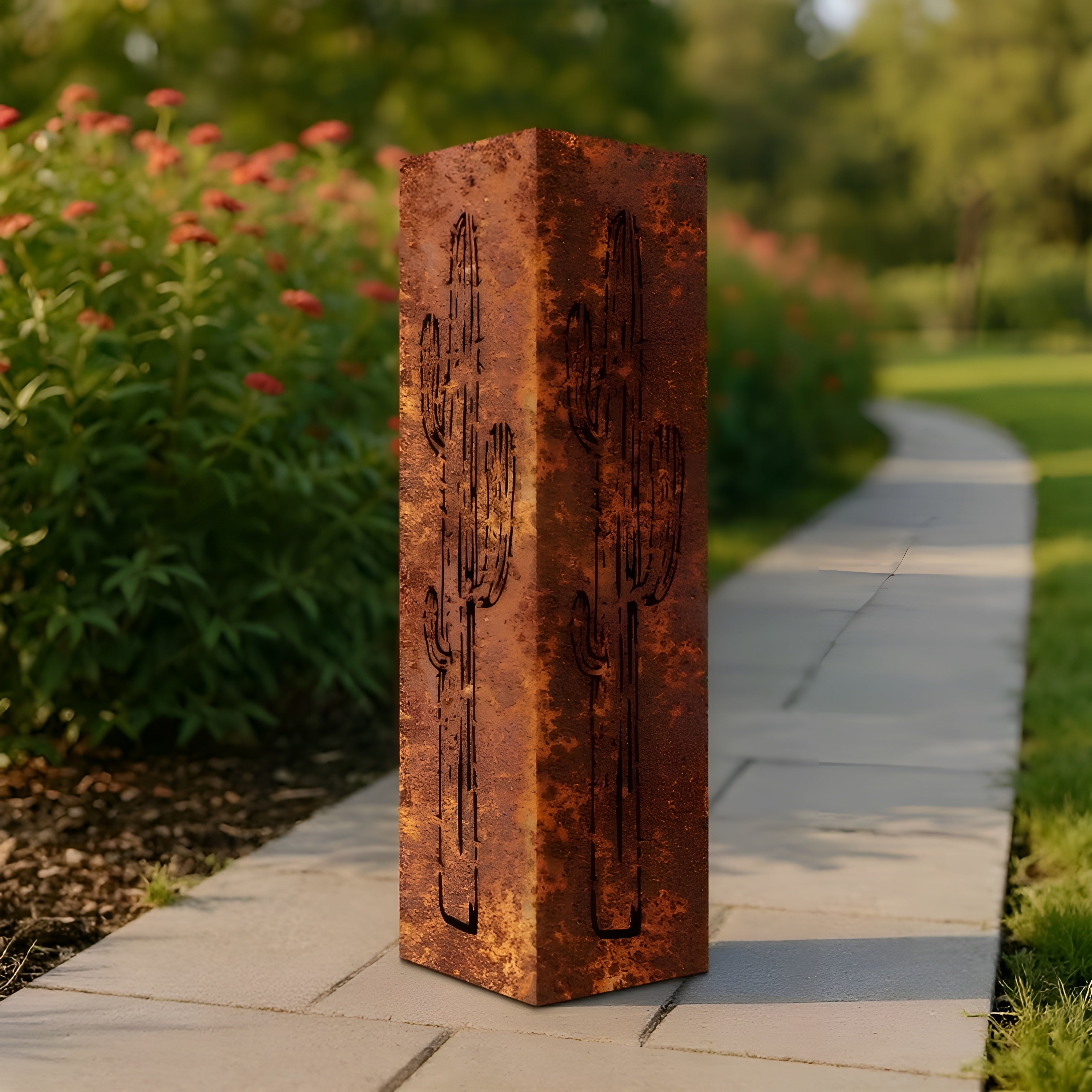 3D Metall-Kaktus Gartenlaterne – Rustikale Dekoration für Garten & Balkon | Dekoratives Windlicht im Wüstenstil