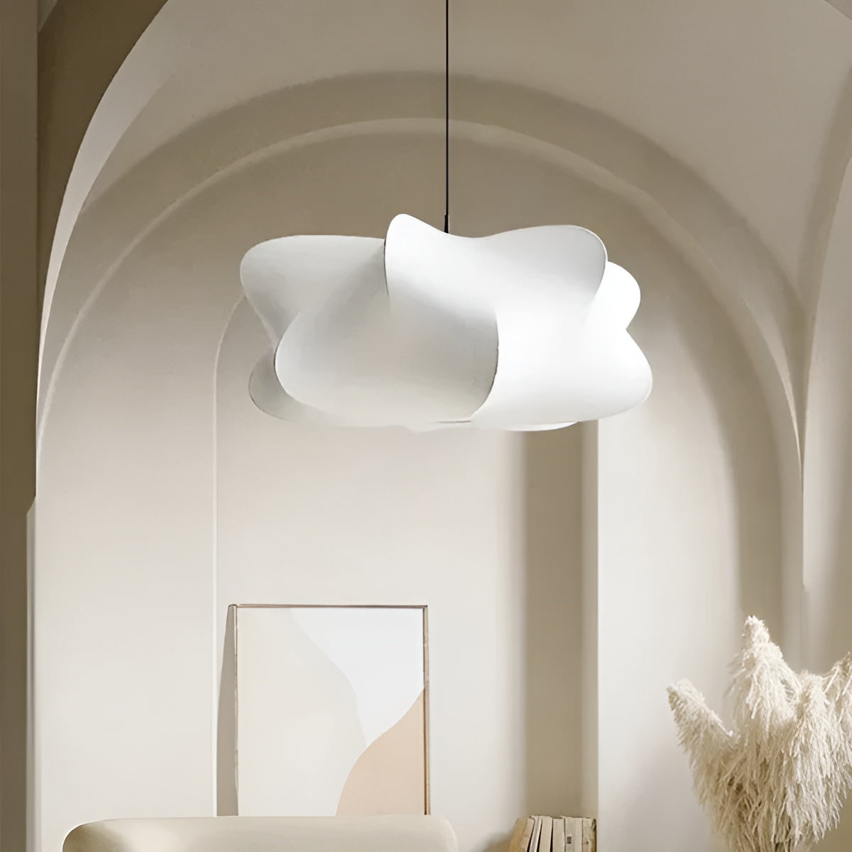 Seiden-Pendelleuchte – Elegantes Wabi-Sabi-Design | Sanftes, Warmes Licht für Wohnzimmer & Essbereich