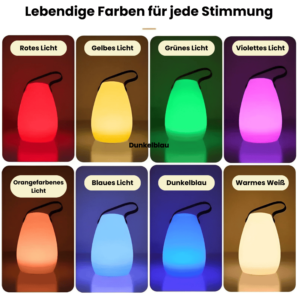 Kabellose LED Tischlampe – Tragbar & Wasserdicht mit Fernbedienung | Für Garten, Balkon & Wohnzimmer