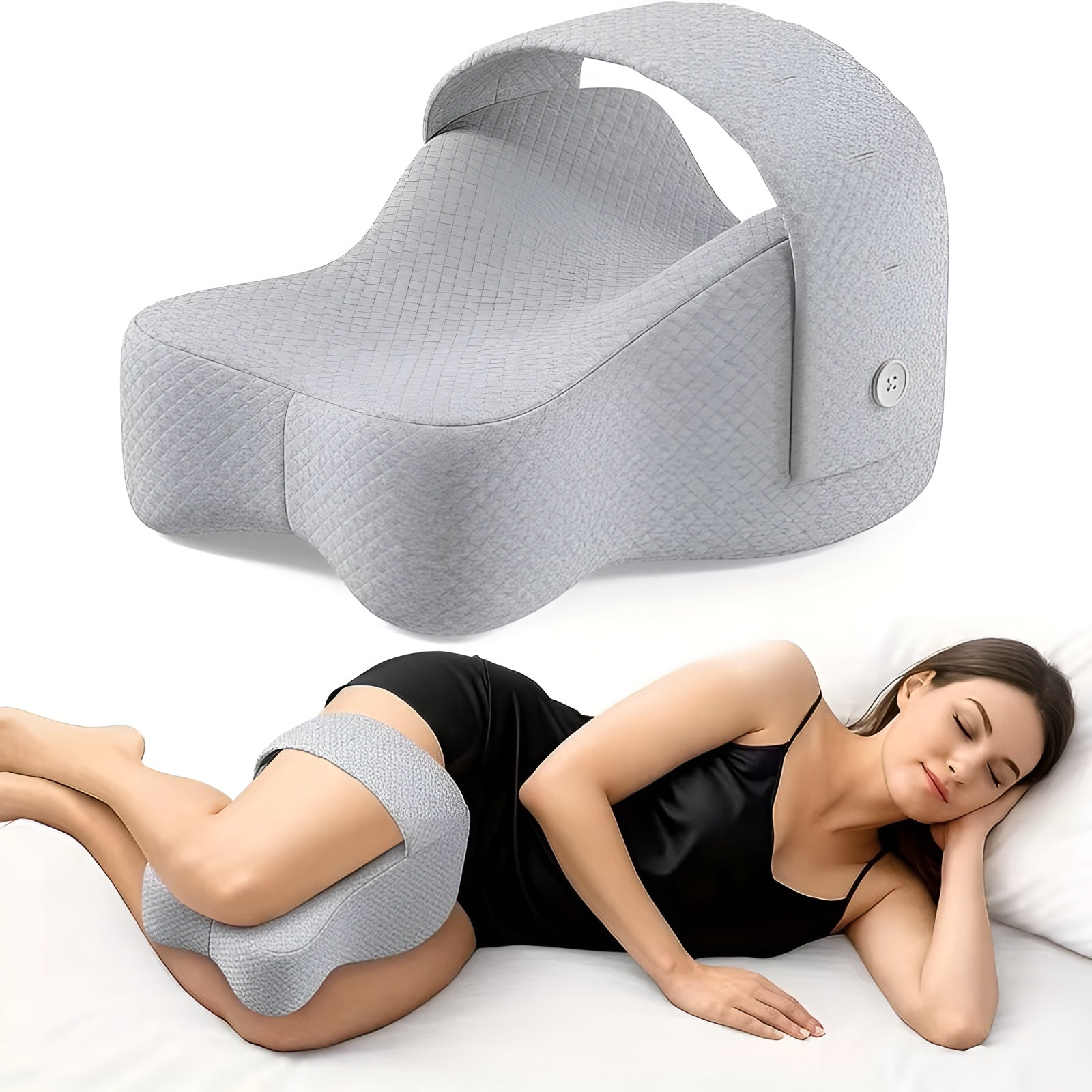 Kniekissen für Seitenschläfer – Ergonomisch & Verstellbar | Entlastung für Knie und Rücken - Grau - Kissen