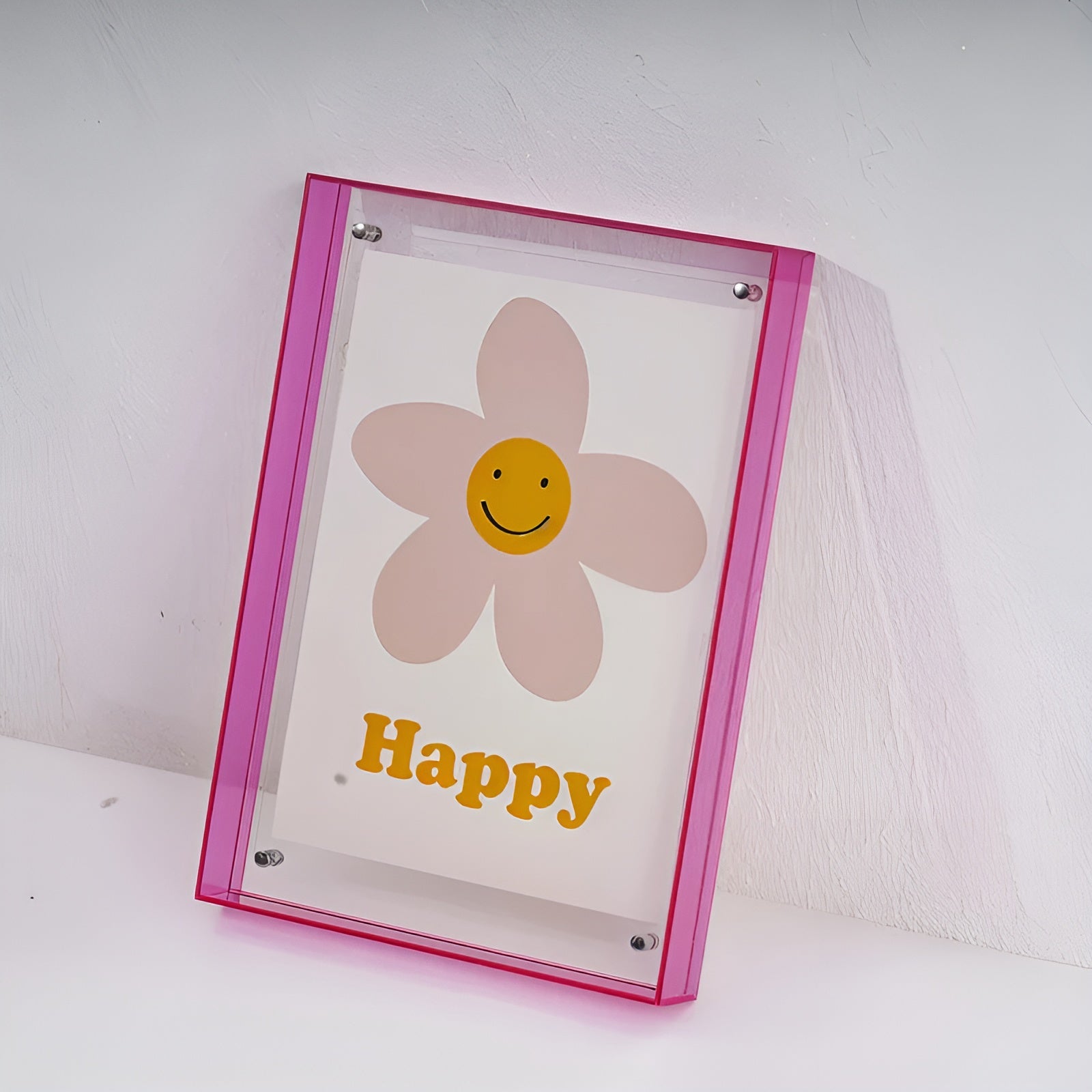 Acryl Bilderrahmen – Neon Design im Stil der 80er | Modern und Dekorativ - 16x21cm / Rosa/Lila - Bilderrahmen
