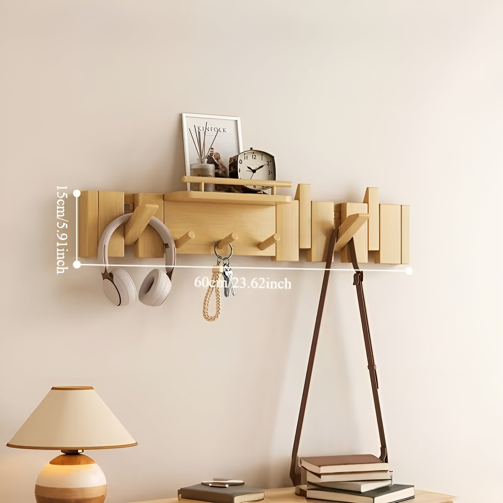 Schlüssel-förmige Wandgarderobe – Dekorativ und Platzsparend | Aus Massivholz für Flur, Garderobe und Eingangsbereich