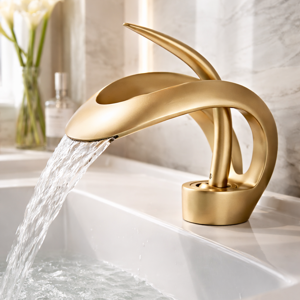 AquaGleam - Badezimmer-Waschbeckenarmatur Minimalistischer Stil - Golden - Wasserhahnarmatur